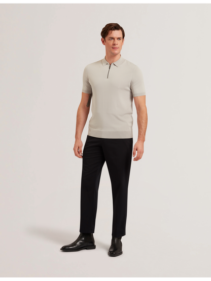 Ted Baker DALDIN - SS Rayon Zip Polo MID GREY