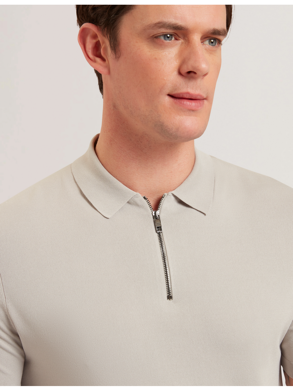 Ted Baker DALDIN - SS Rayon Zip Polo MID GREY