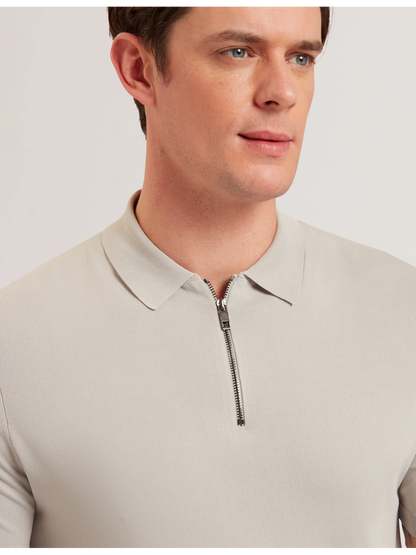 Ted Baker DALDIN - SS Rayon Zip Polo MID GREY