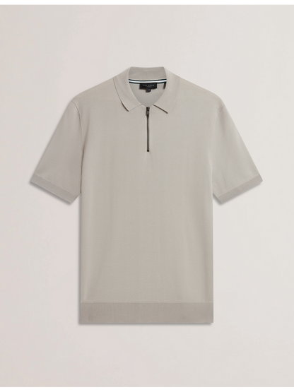 Ted Baker DALDIN - SS Rayon Zip Polo MID GREY