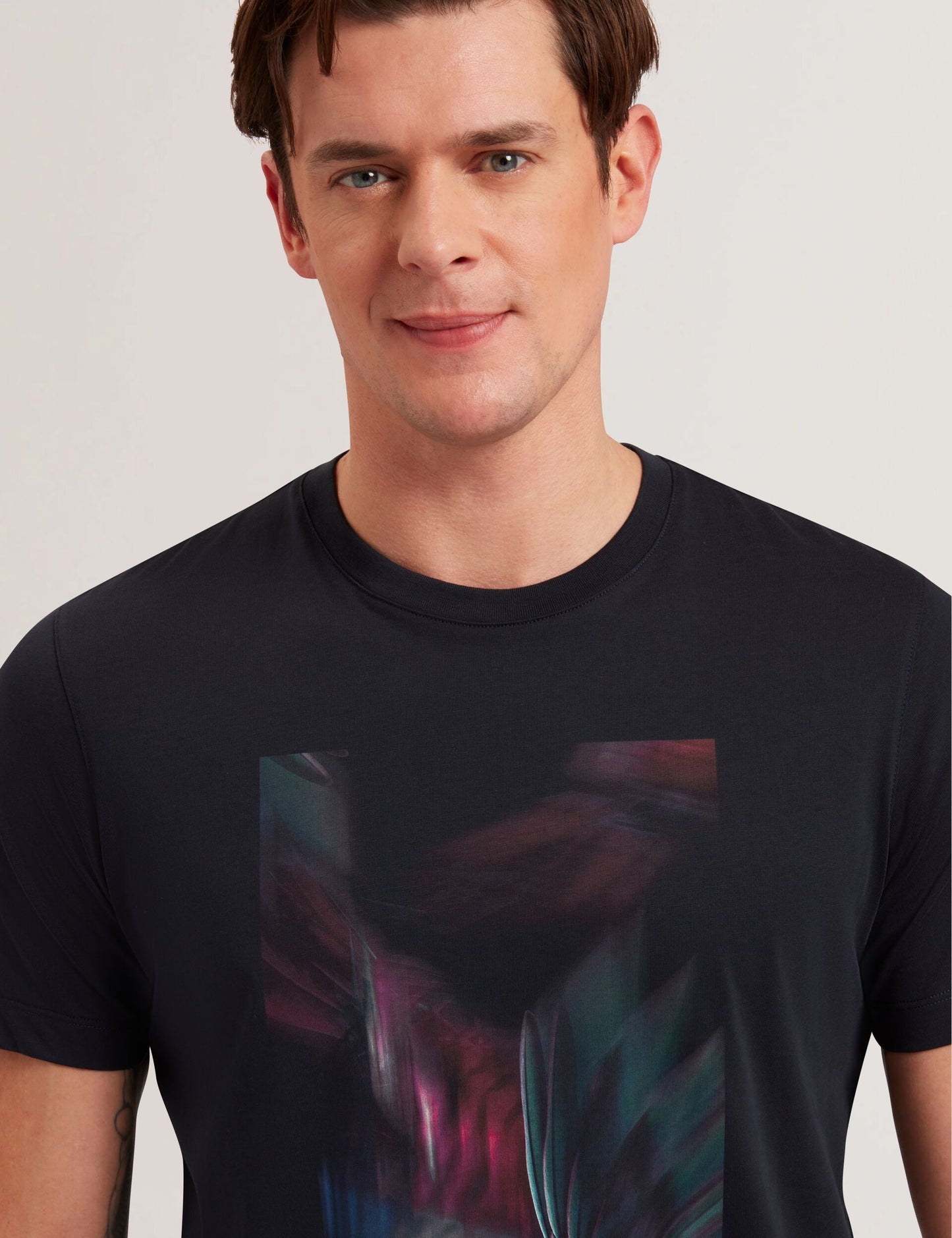 Ted Baker FETHER - Graphic Print Crew Neck Cotton T-Shirt NAVY
