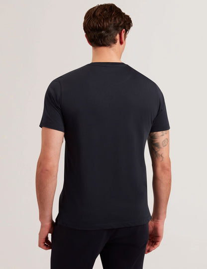 Ted Baker FETHER - Graphic Print Crew Neck Cotton T-Shirt NAVY