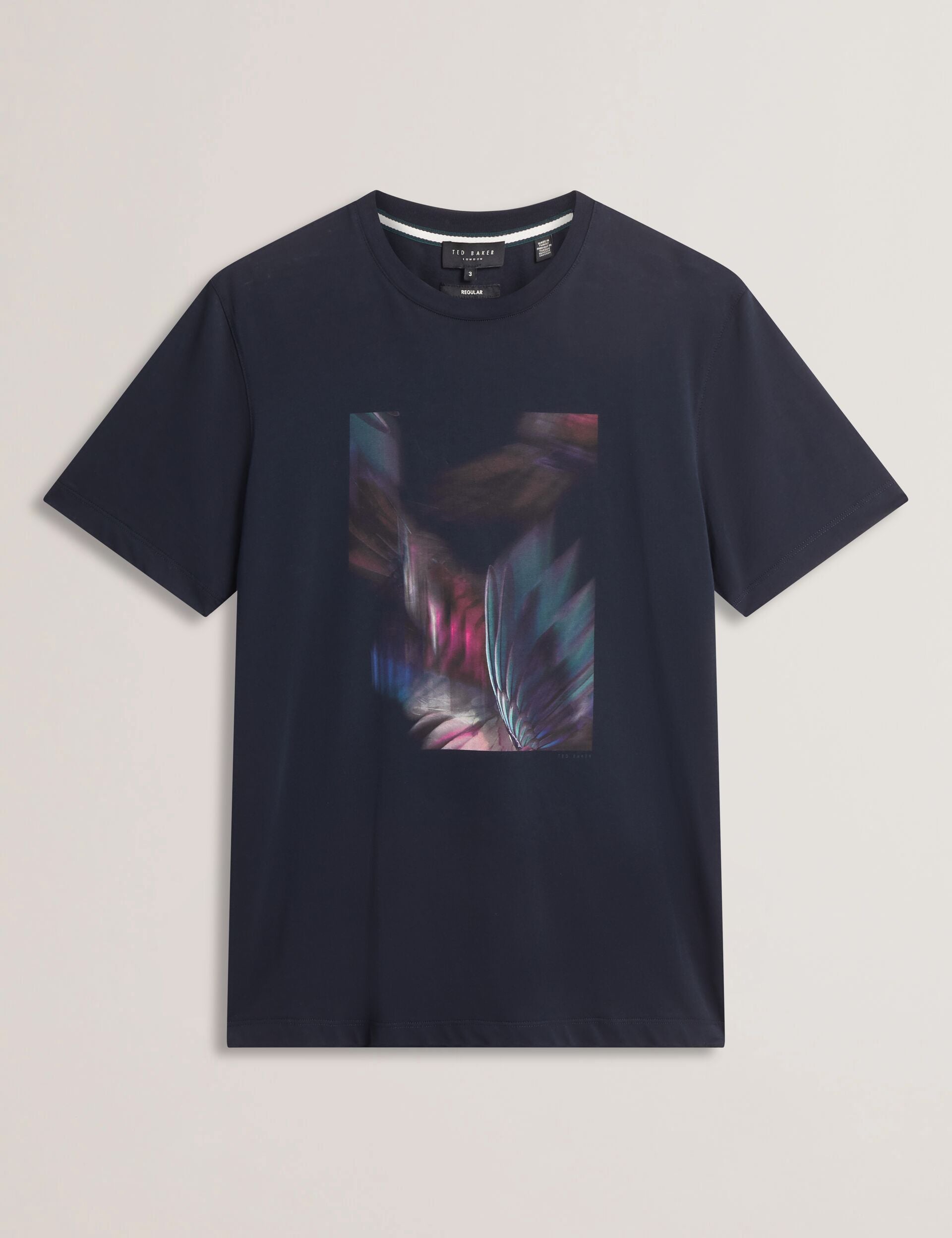 Ted Baker FETHER - Graphic Print Crew Neck Cotton T-Shirt NAVY