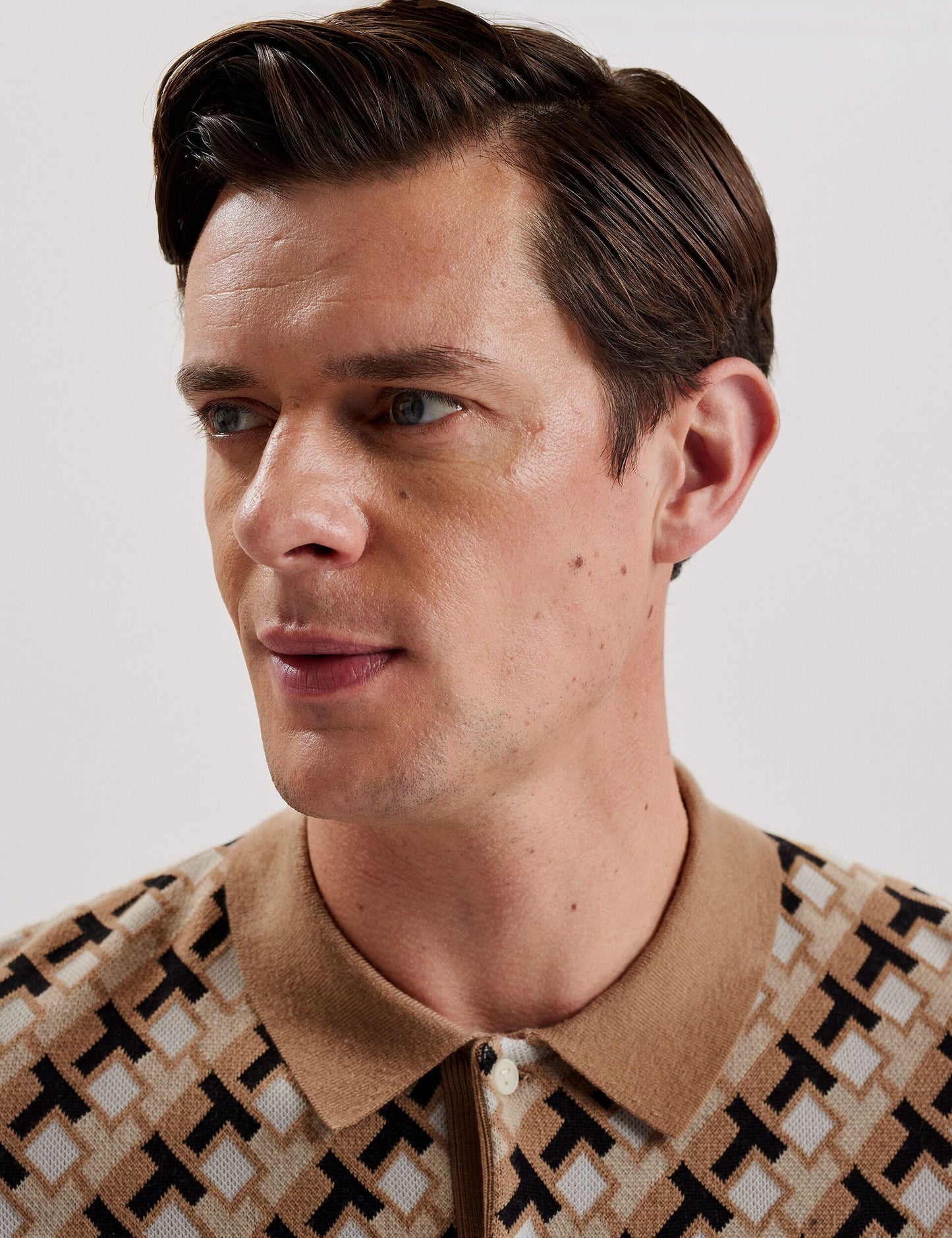 Ted Baker SEFERRY - Interlocking T Jacquard Knitted Polo Shirt BROWN