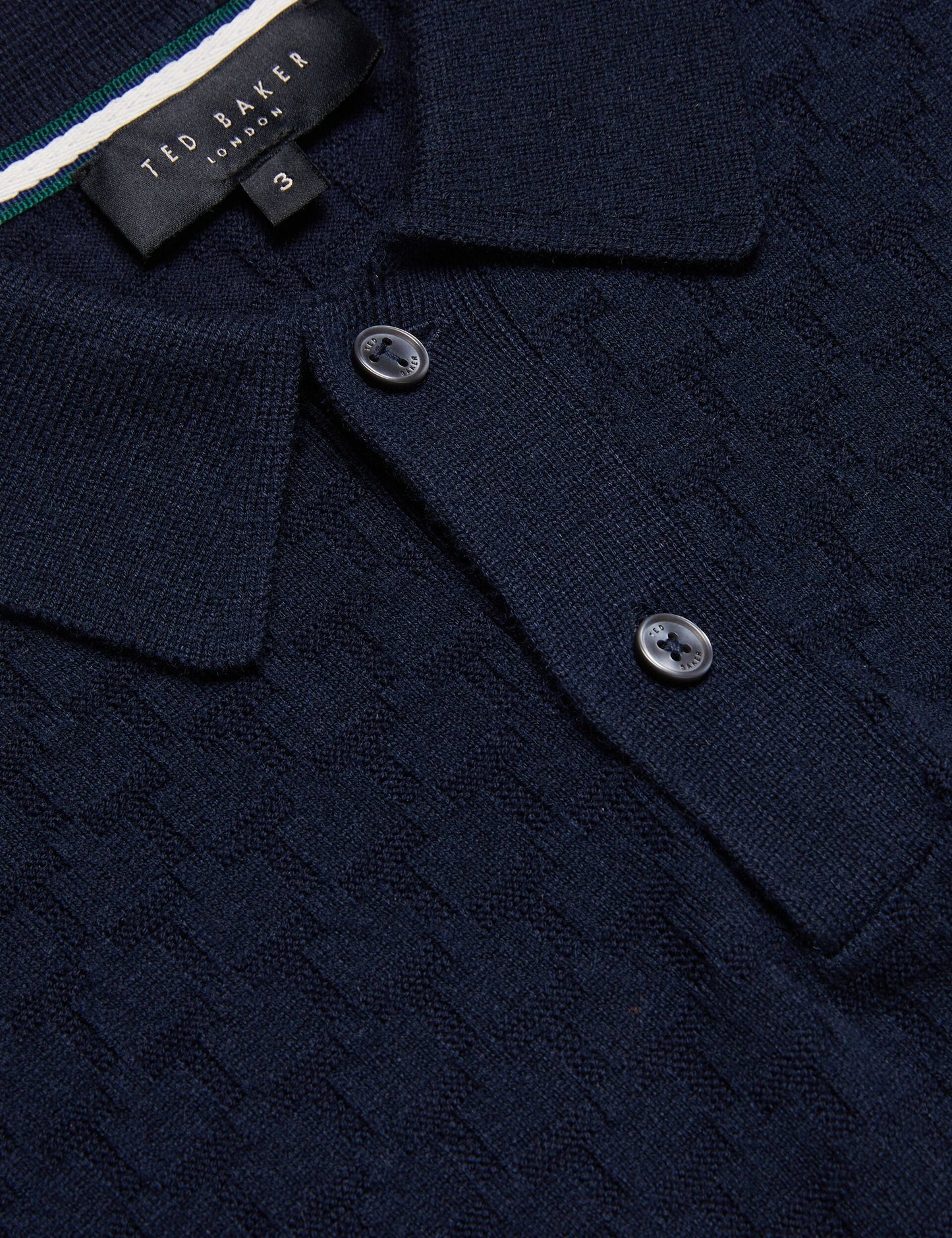 Ted Baker MORAR - T Knit Long Sleeve Polo Top NAVY
