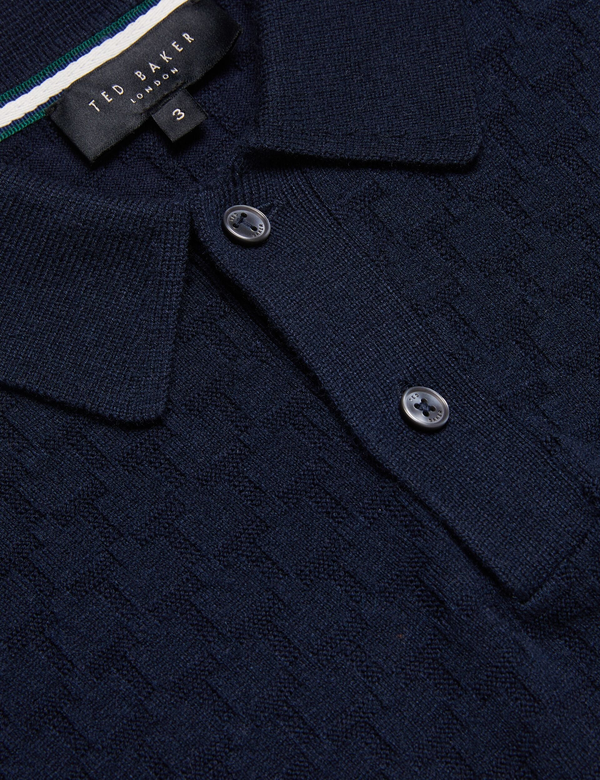 Ted Baker MORAR - T Knit Long Sleeve Polo Top NAVY