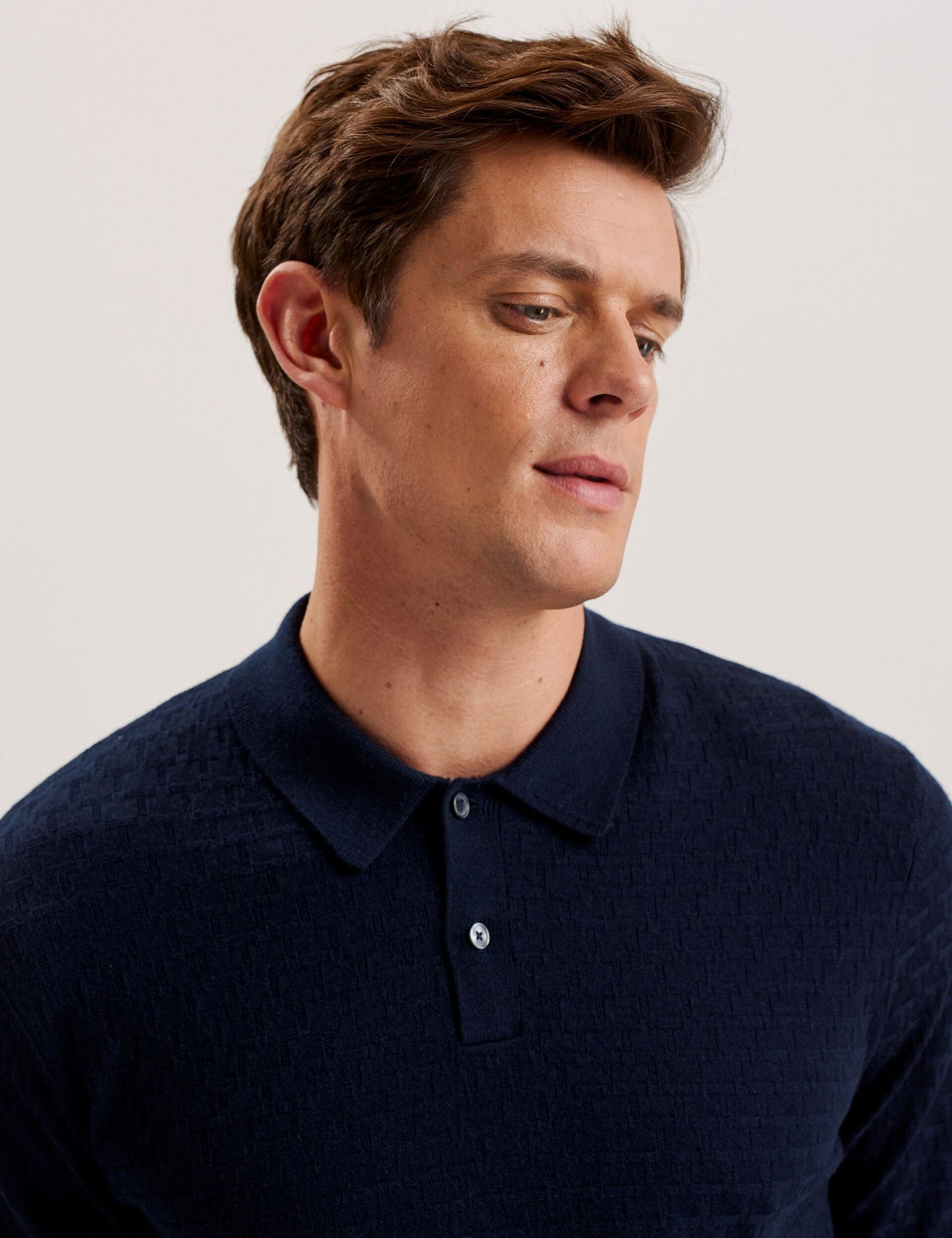 Ted Baker MORAR - T Knit Long Sleeve Polo Top NAVY