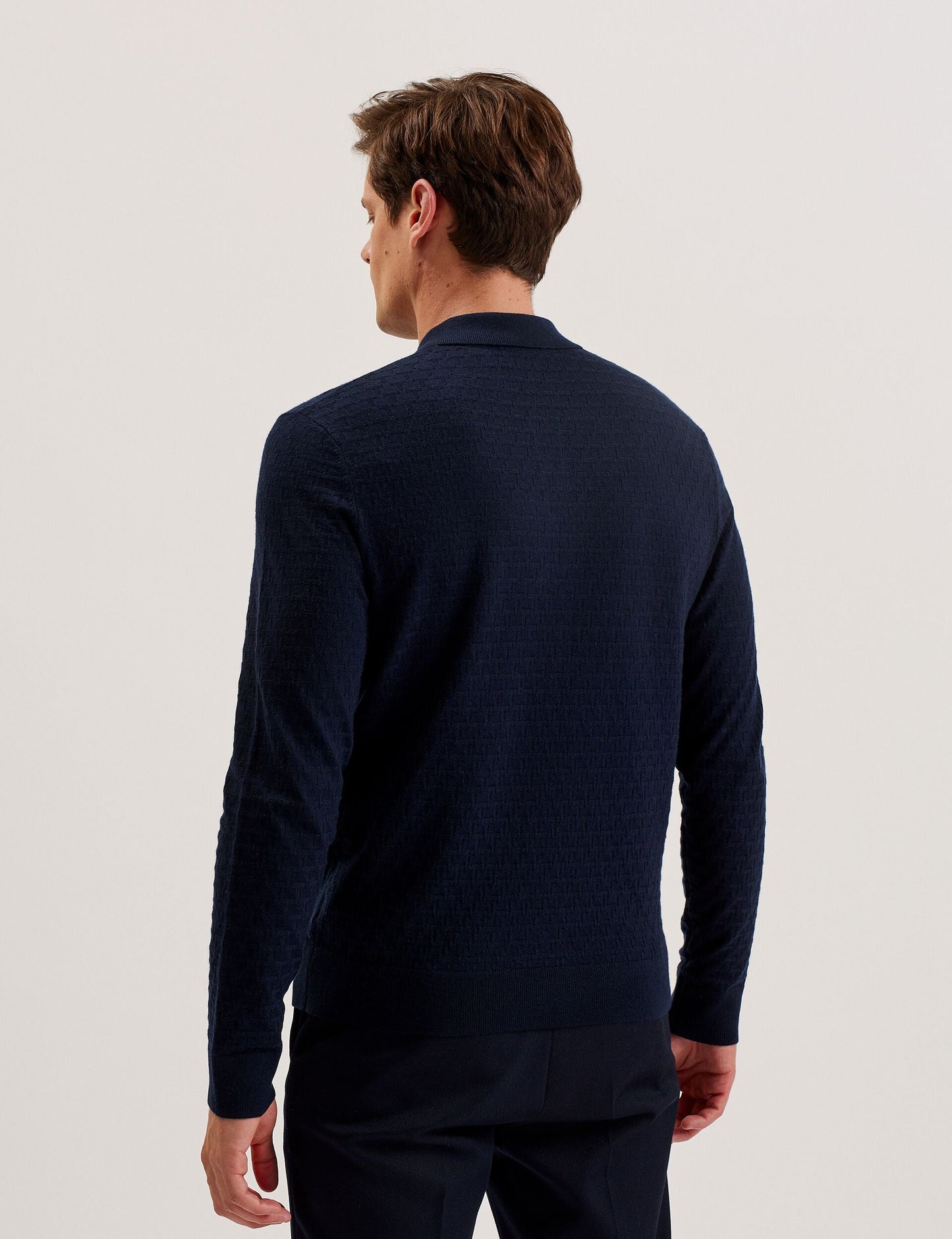 Ted Baker MORAR - T Knit Long Sleeve Polo Top NAVY