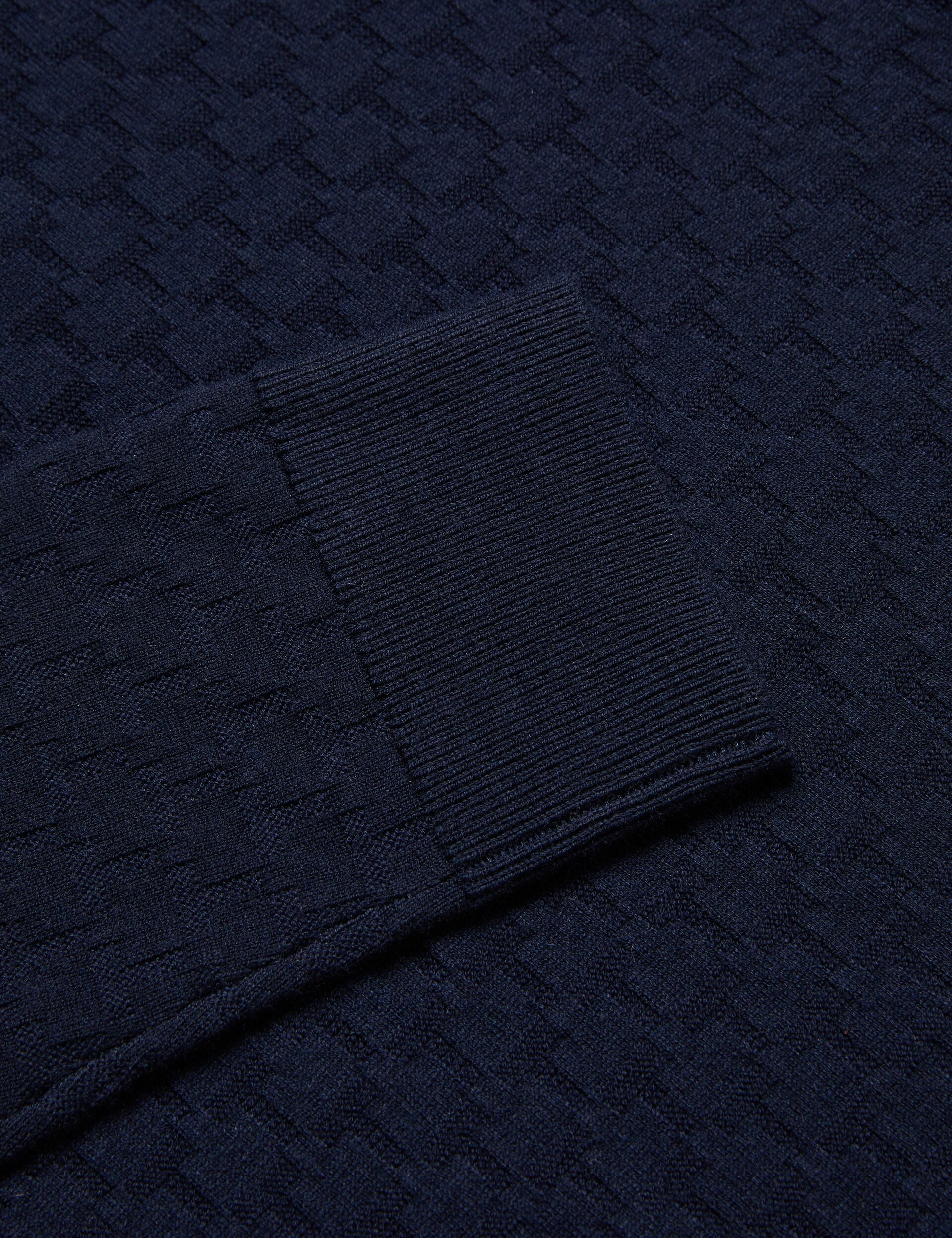 Ted Baker MORAR - T Knit Long Sleeve Polo Top NAVY