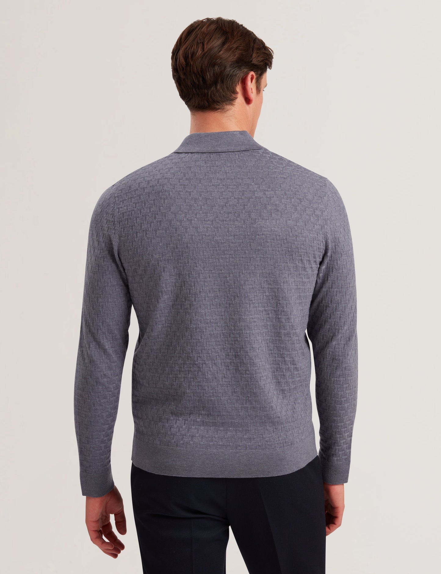 Ted Baker MORAR - T Knit Long Sleeve Polo Top MID BLUE