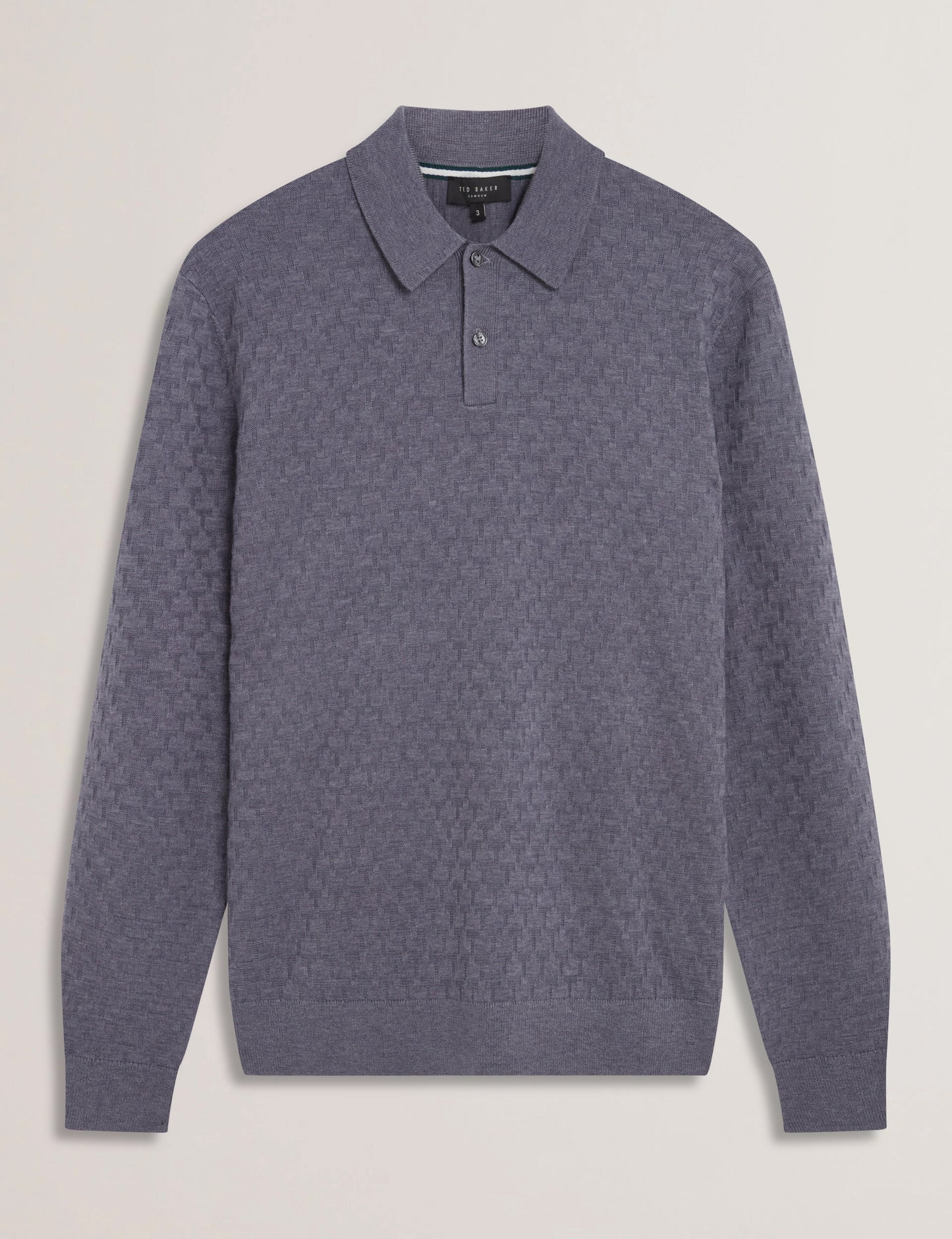 Ted Baker MORAR - T Knit Long Sleeve Polo Top MID BLUE