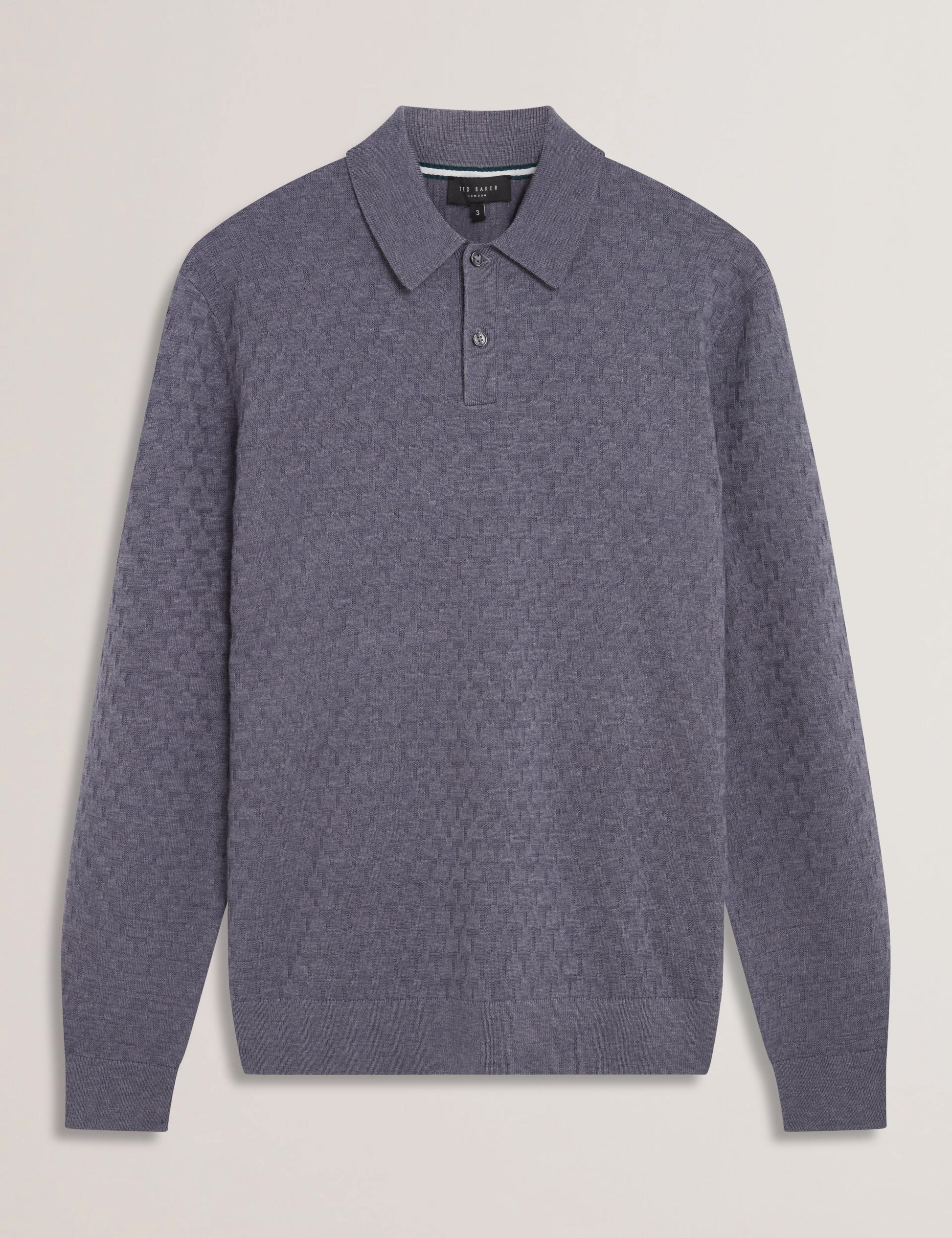 Ted Baker MORAR - T Knit Long Sleeve Polo Top MID BLUE