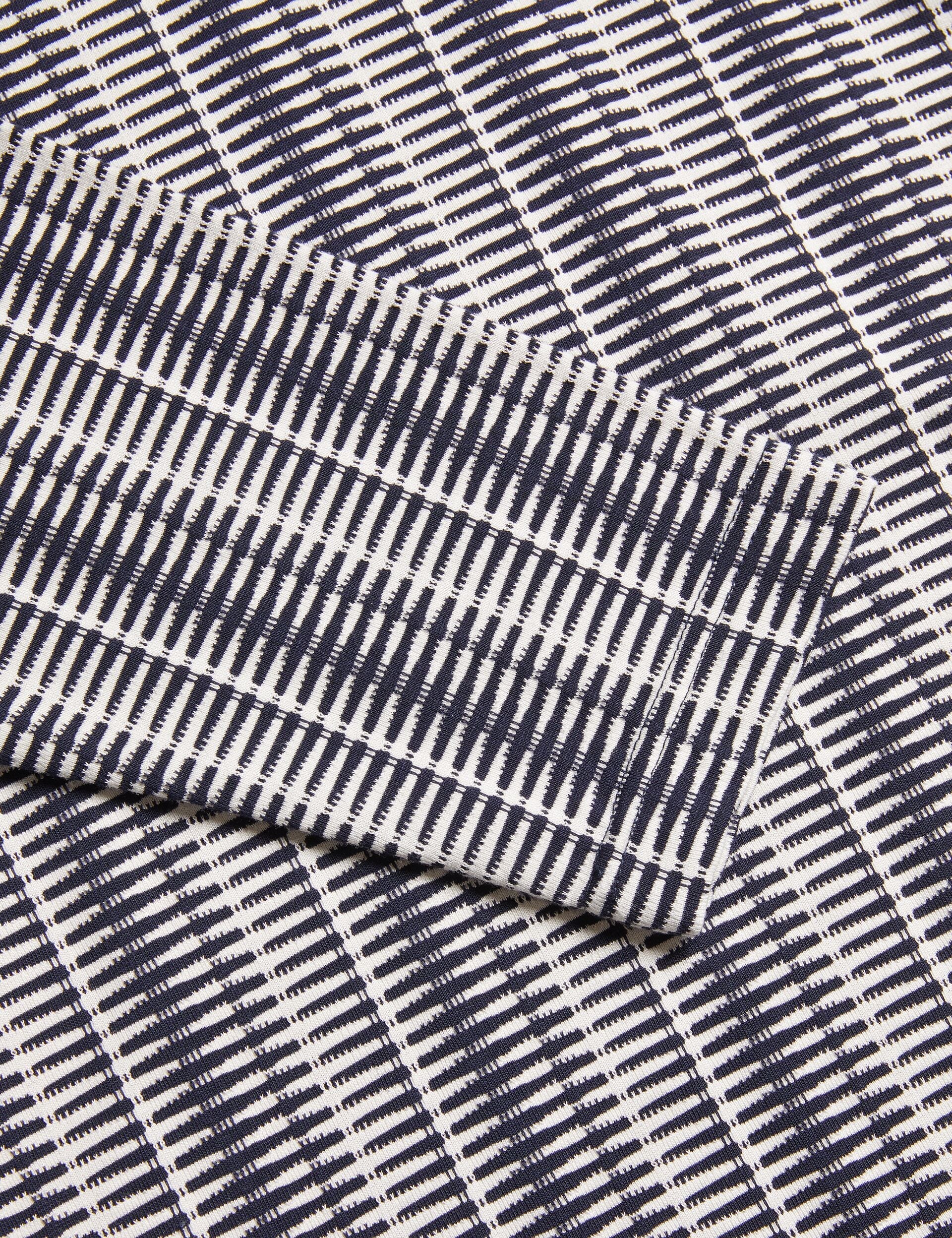 Ted Baker CAPUZZO - Long Sleeve Geo Stripe Zip Polo Shirt NAVY