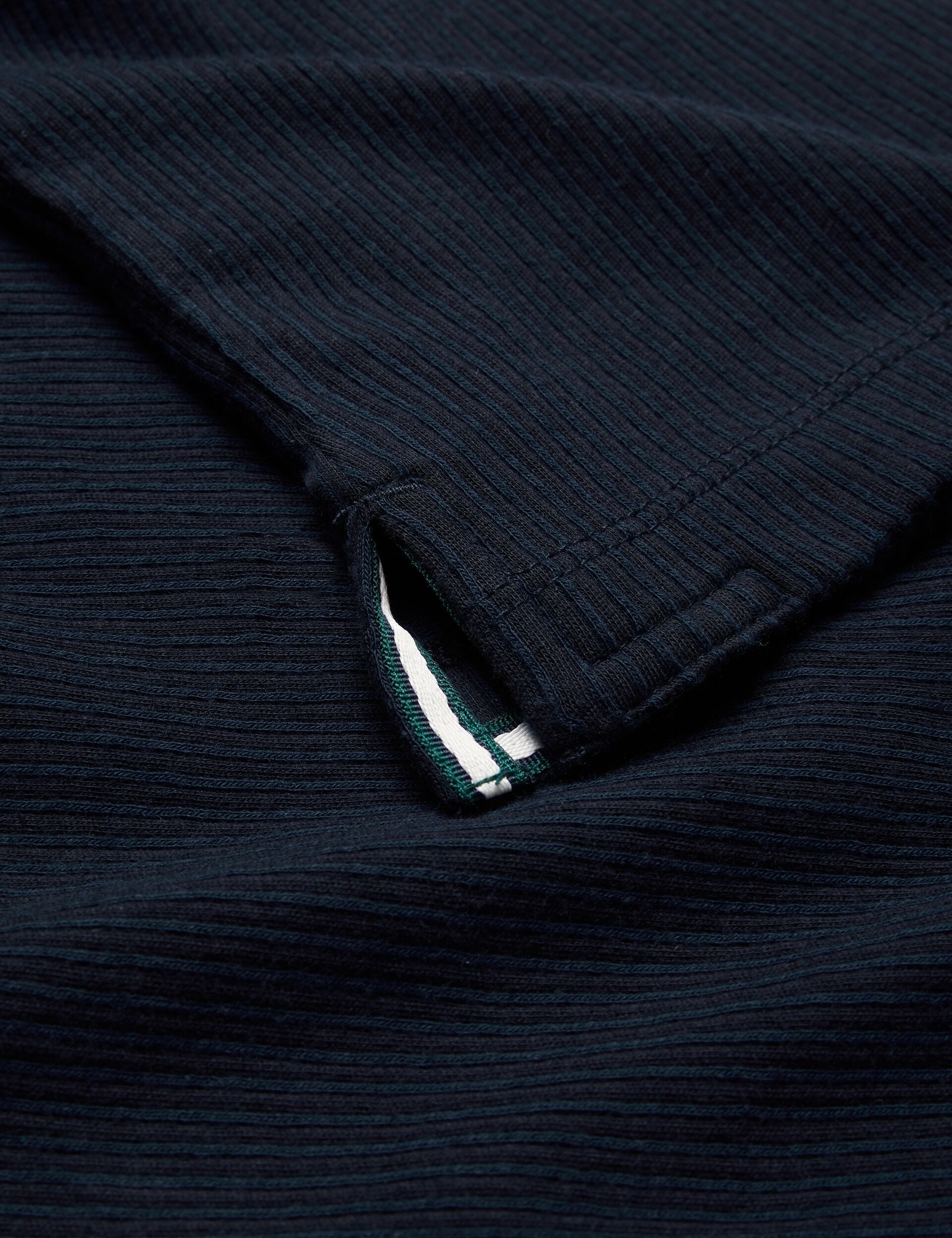 Ted Baker ELGRAVE - Ribbed Cotton Zip Neck Polo Shirt NAVY