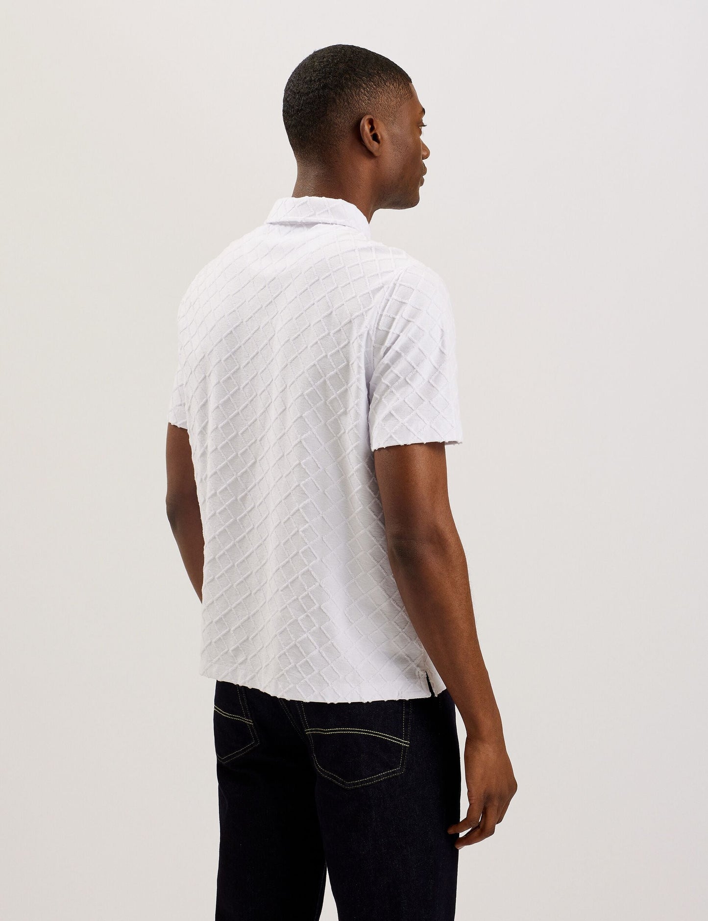 Ted Baker ANSOM - SS Reg Textured Towelling Zip Polo WHITE