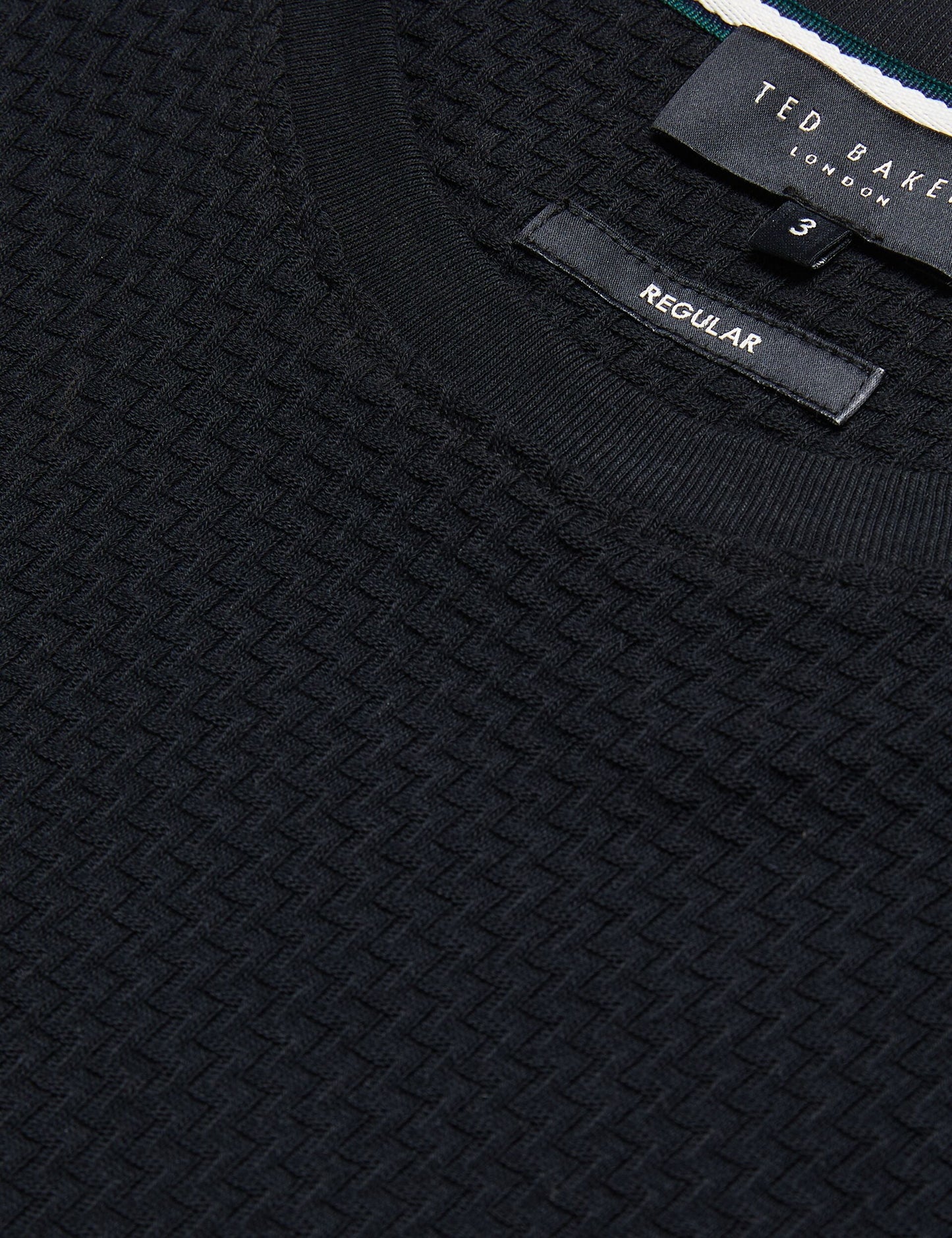 Ted Baker CURLYS - Textured Knit Cotton Short Sleeve T-Shirt BLACK