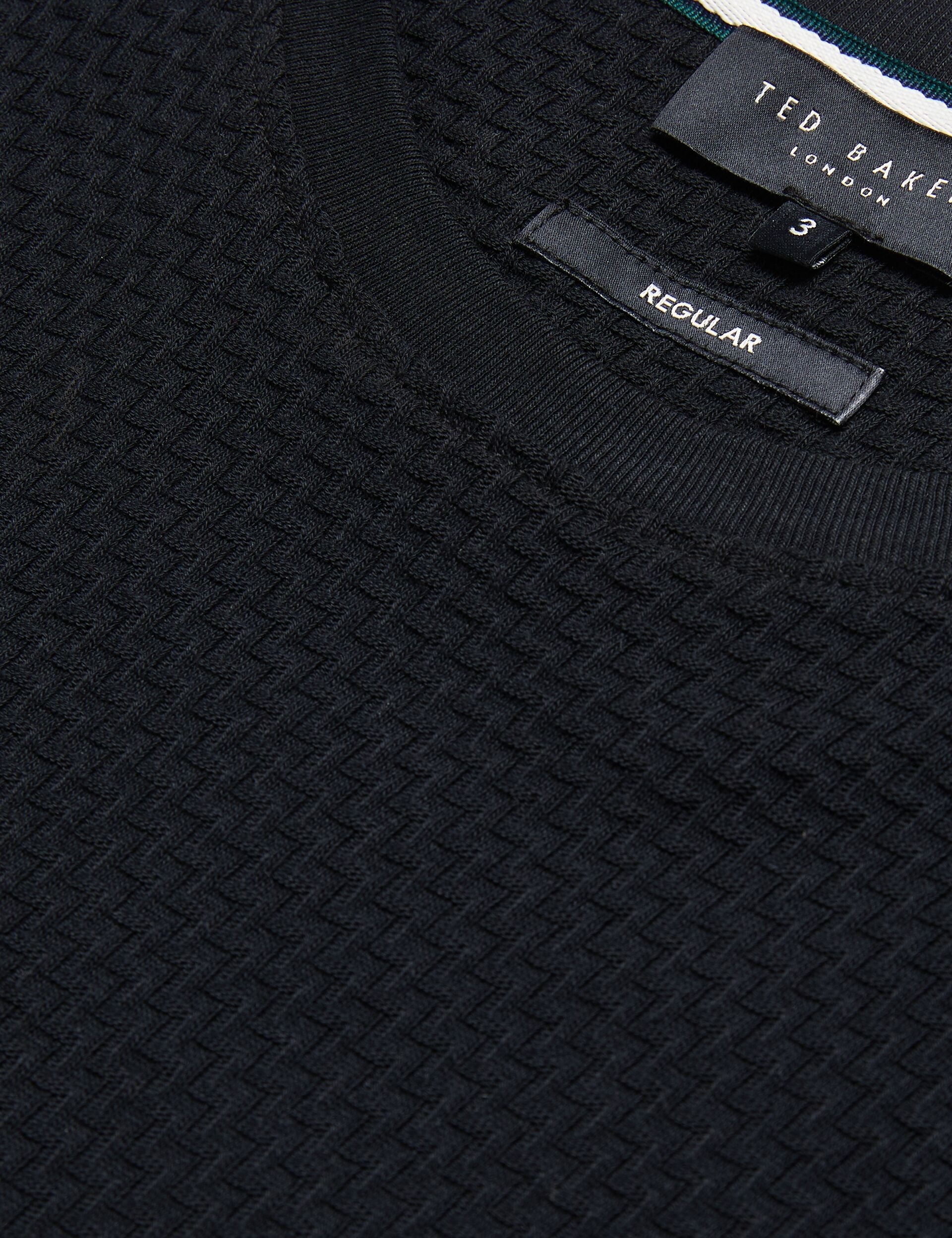 Ted Baker CURLYS - Textured Knit Cotton Short Sleeve T-Shirt BLACK