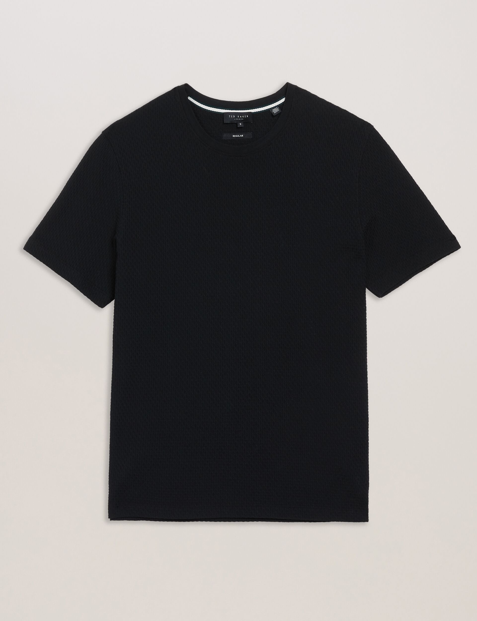 Ted Baker CURLYS - Textured Knit Cotton Short Sleeve T-Shirt BLACK