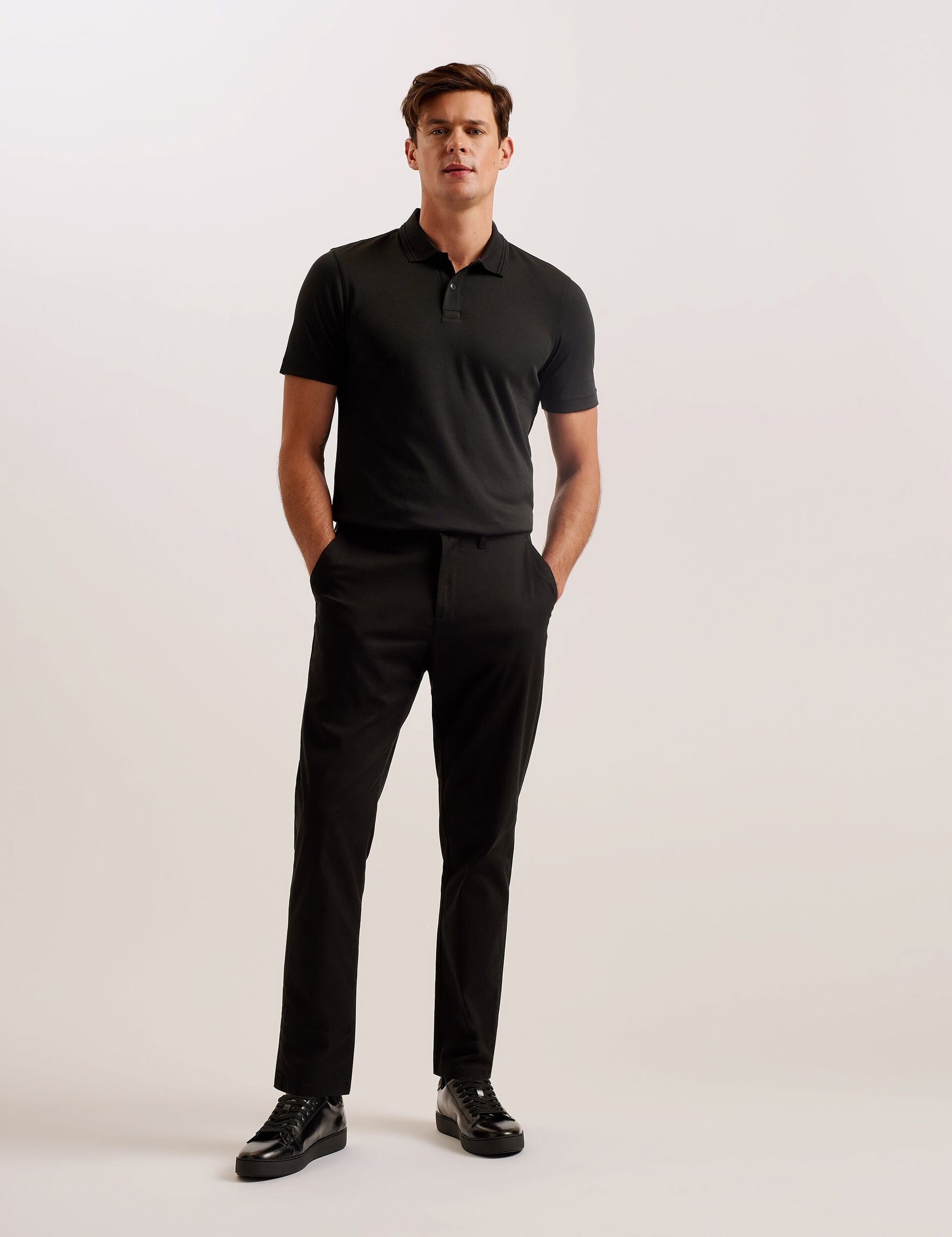 Ted Baker GALDON - Short Sleeve Regular Fit Polo BLACK