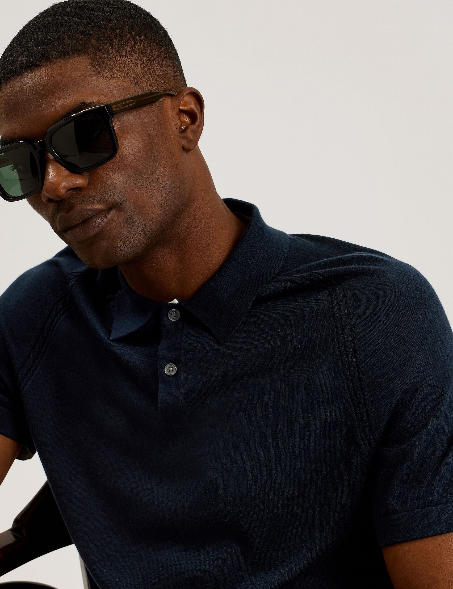 Ted Baker PELTZ - SS Regular Silk Blend Polo NAVY