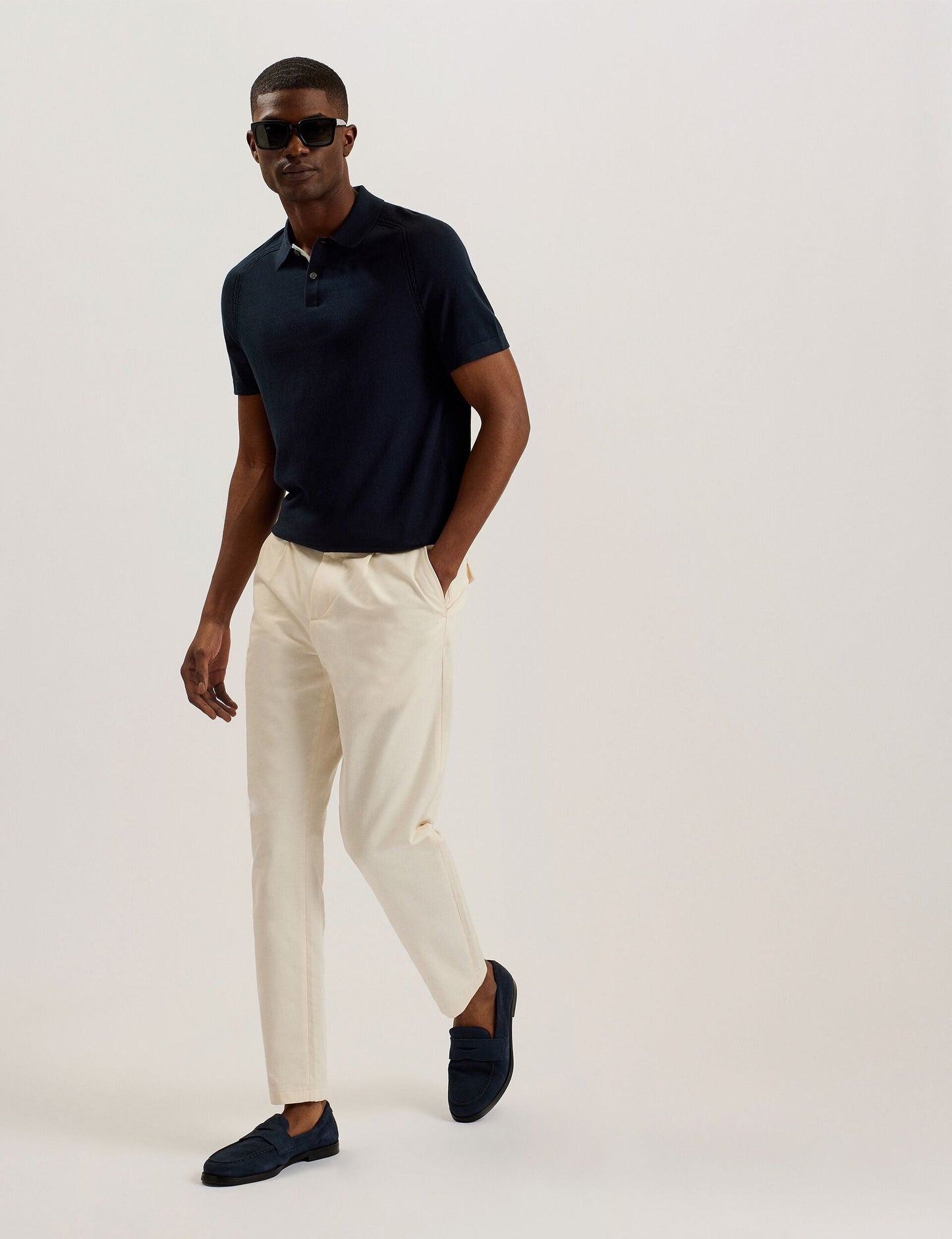 Ted Baker PELTZ - SS Regular Silk Blend Polo NAVY