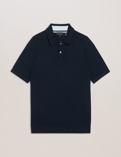 Ted Baker PELTZ - SS Regular Silk Blend Polo NAVY