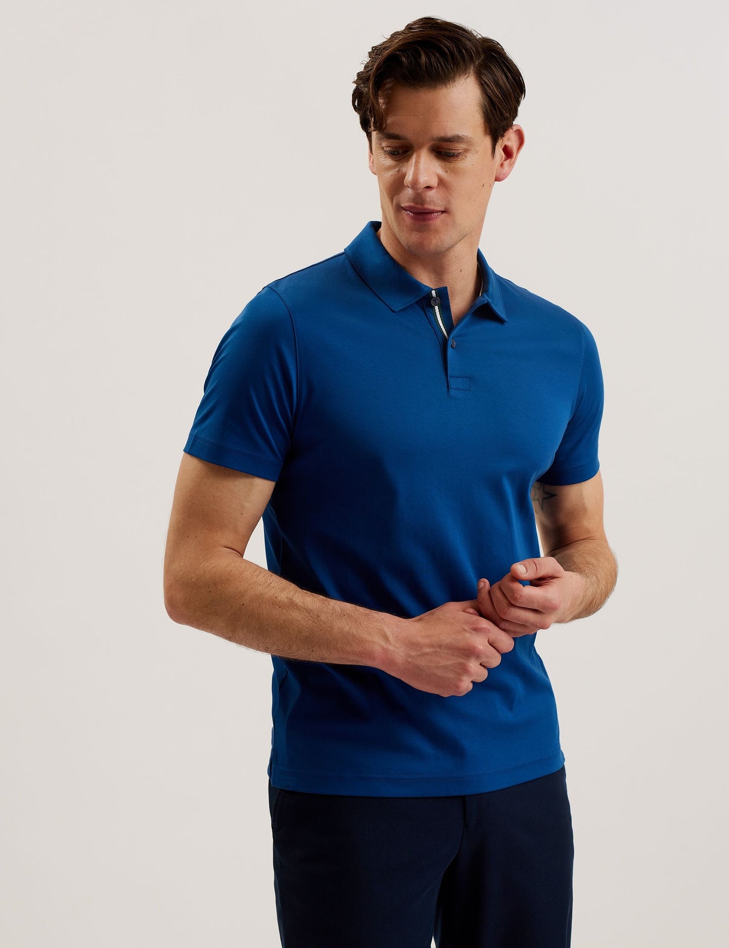 Ted Baker ZEITER - Slim Fit Pure Cotton Polo Shirt DARK NAVY