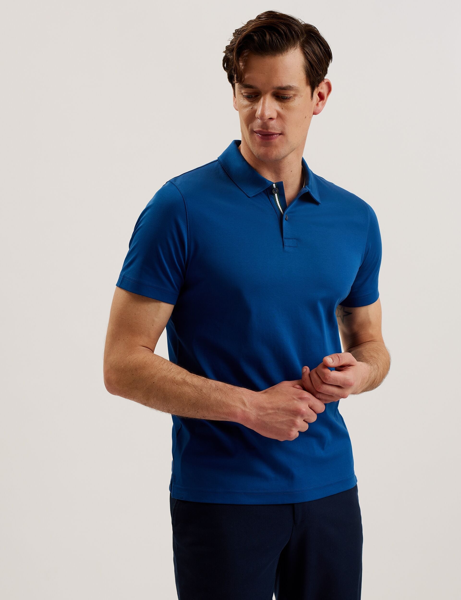 Ted Baker ZEITER - Slim Fit Pure Cotton Polo Shirt DARK NAVY