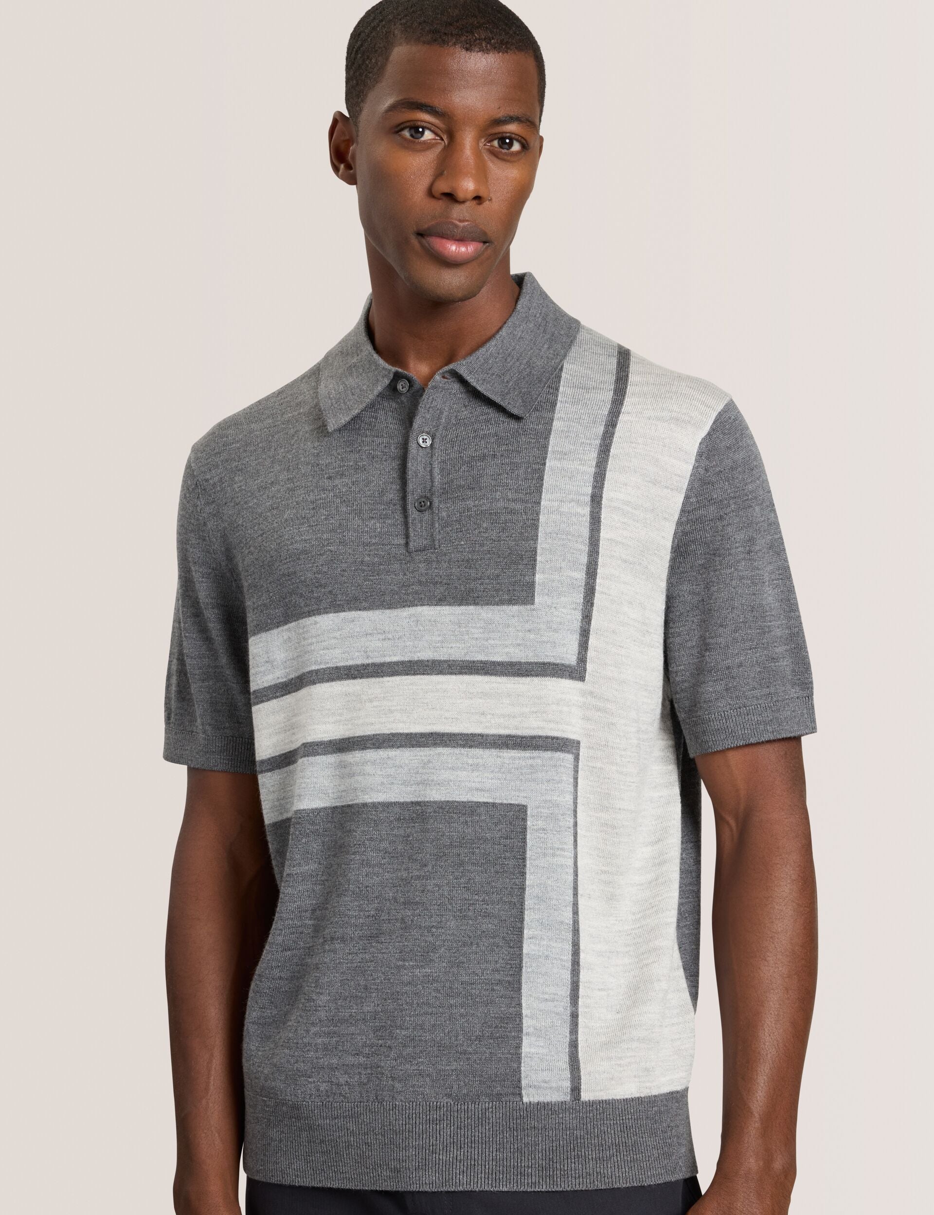 Ted Baker INTARSIA - Short Sleeve Sweater Polo DARK GREY