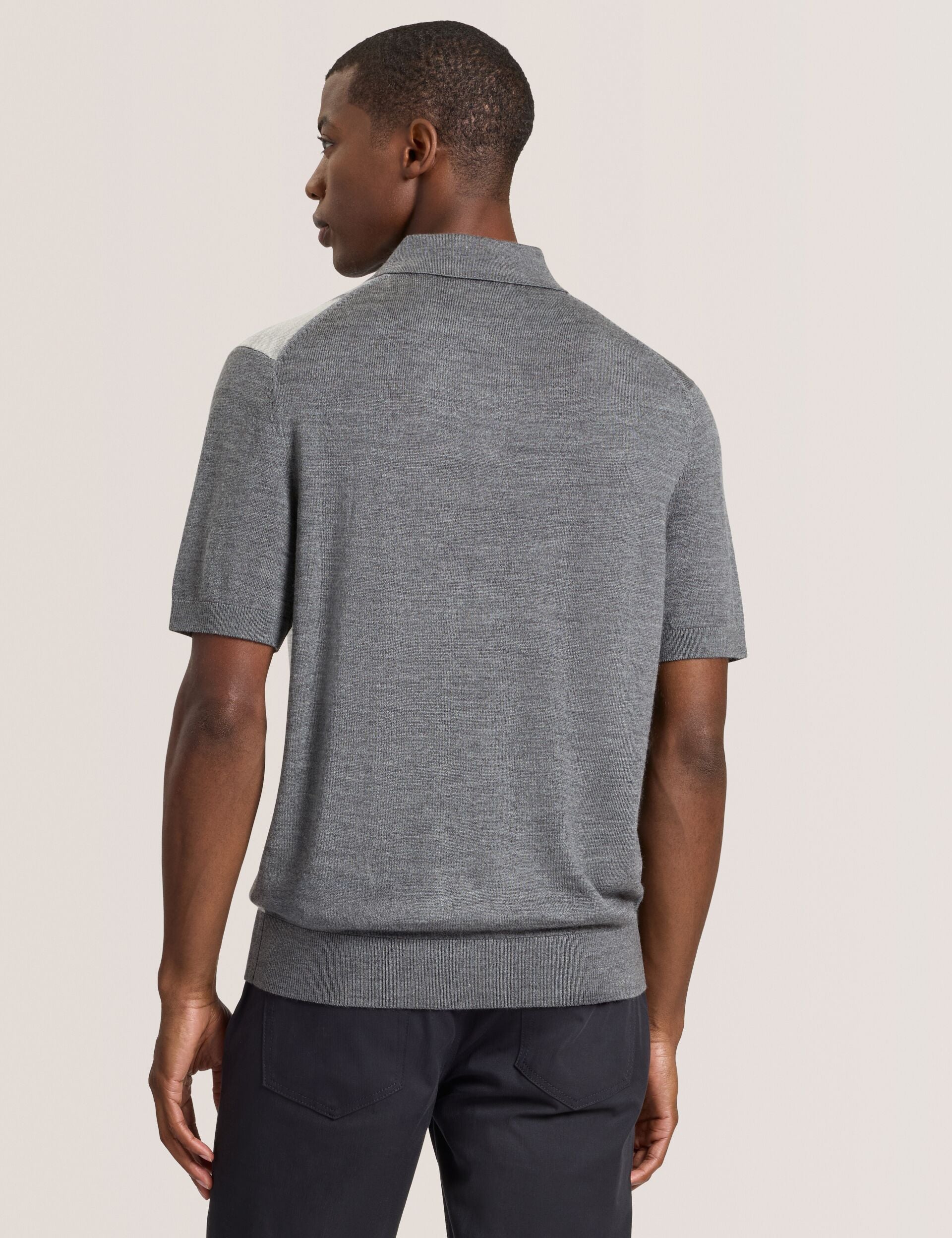 Ted Baker INTARSIA - Short Sleeve Sweater Polo DARK GREY