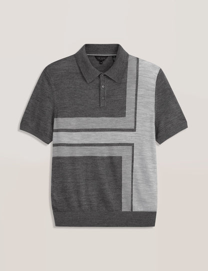 Ted Baker INTARSIA - Short Sleeve Sweater Polo DARK GREY