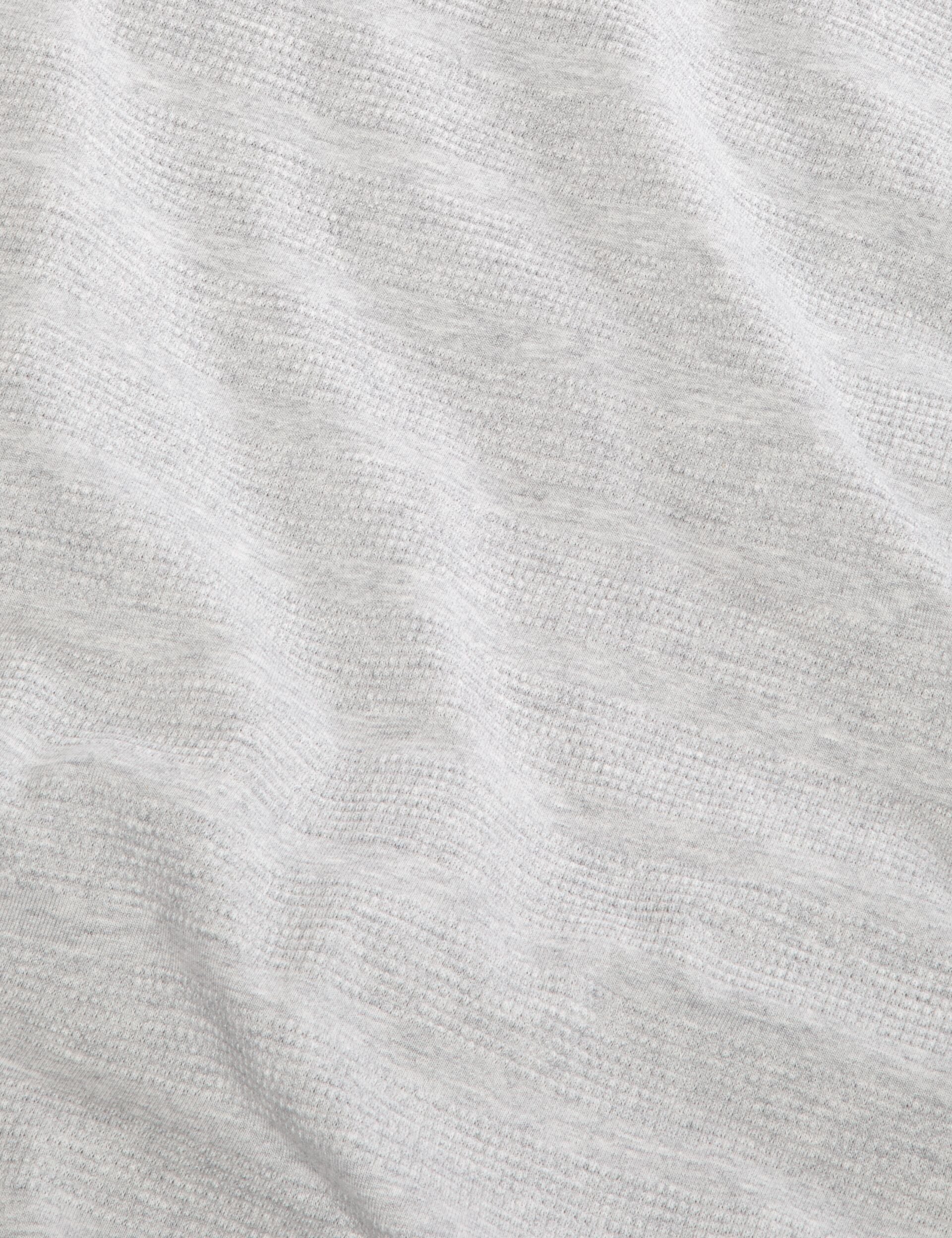 Ted Baker POPCORN STRIPE LONG SLEEVE POLO - Grey Heather GREY