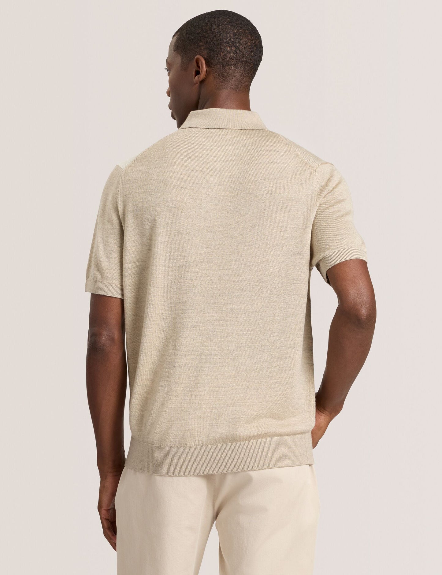 Ted Baker INTARSIA - Short Sleeve Sweater Polo LIGHT CAMEL