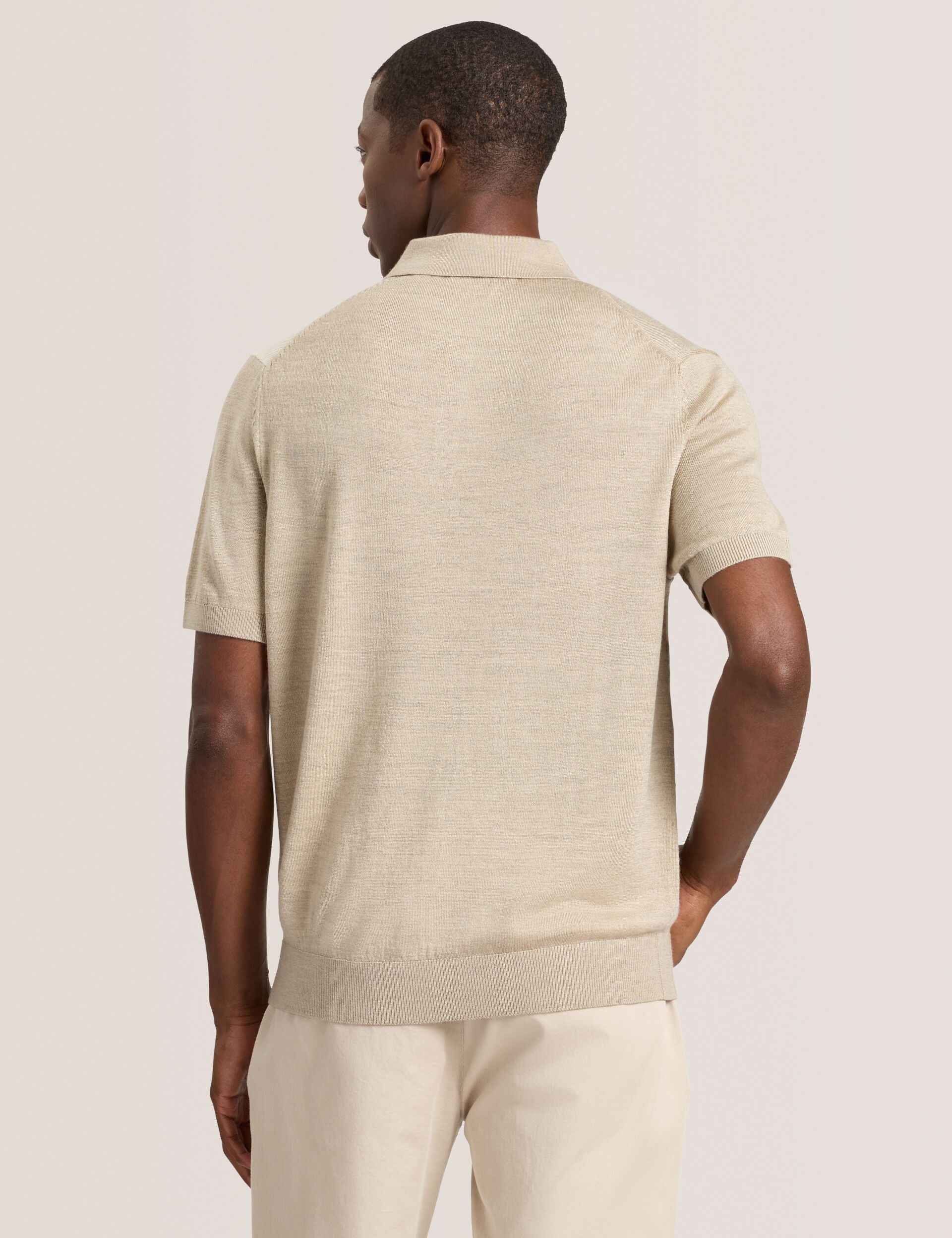Ted Baker INTARSIA - Short Sleeve Sweater Polo LIGHT CAMEL