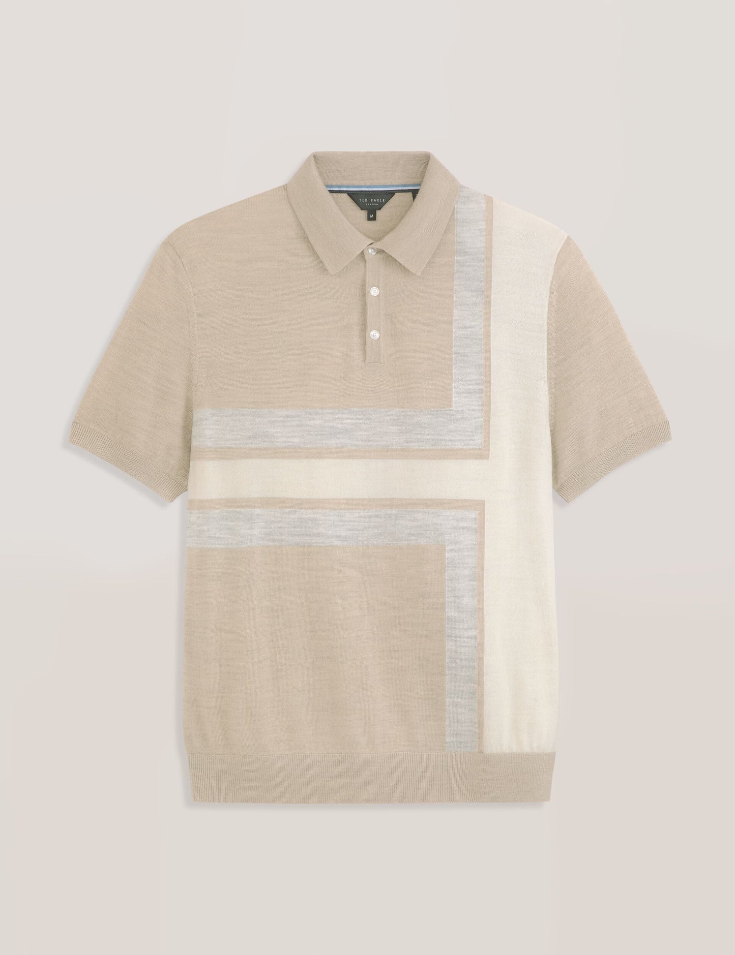 Ted Baker INTARSIA - Short Sleeve Sweater Polo LIGHT CAMEL