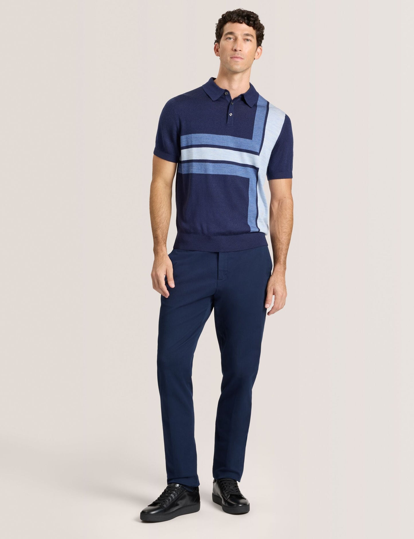 Ted Baker INTARSIA - Short Sleeve Sweater Polo NAVY