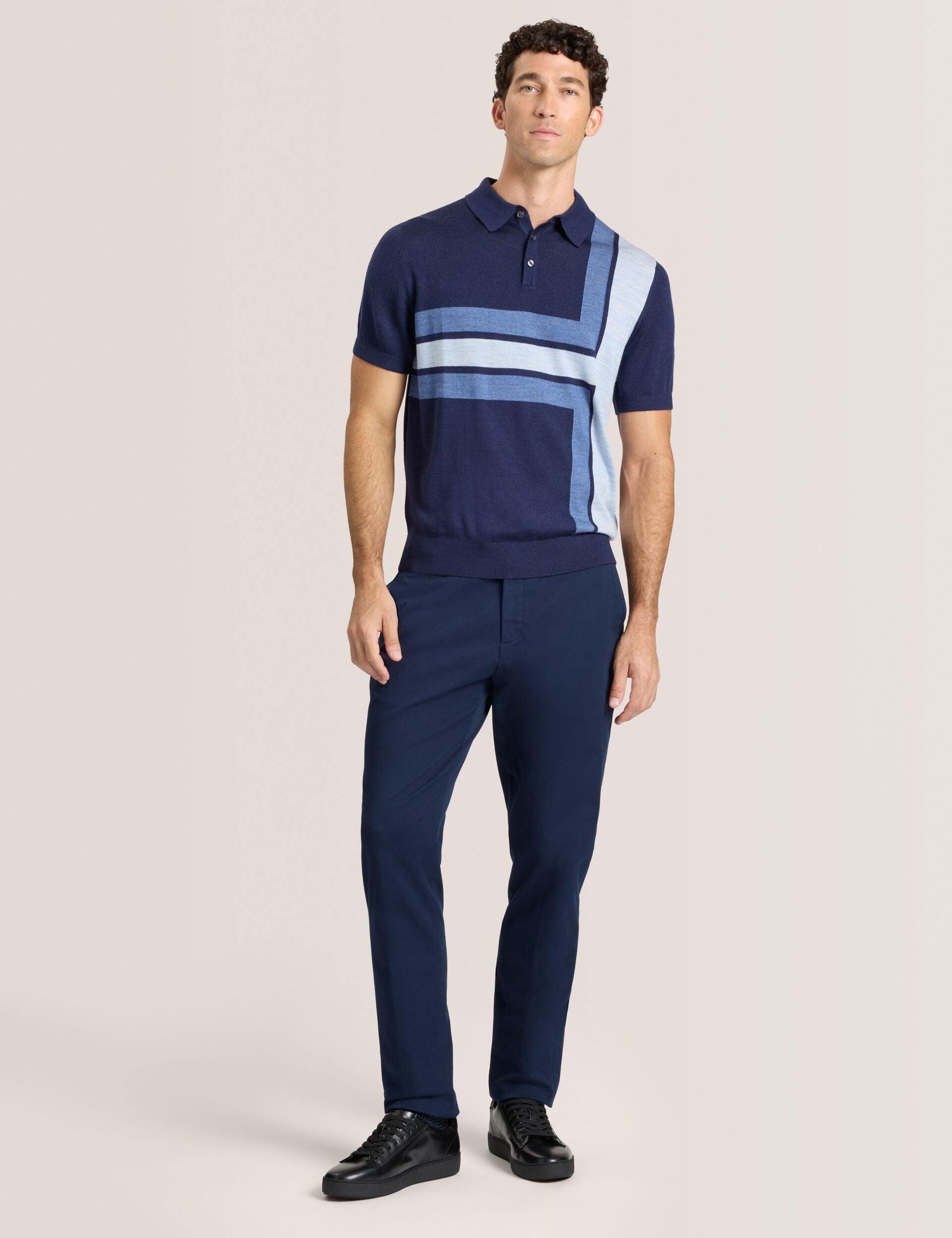 Ted Baker INTARSIA - Short Sleeve Sweater Polo NAVY