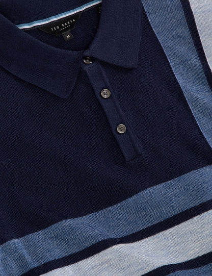 Ted Baker INTARSIA - Short Sleeve Sweater Polo NAVY