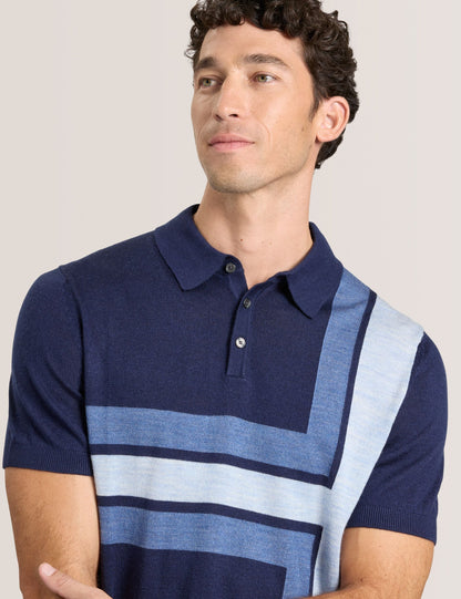 Ted Baker INTARSIA - Short Sleeve Sweater Polo NAVY