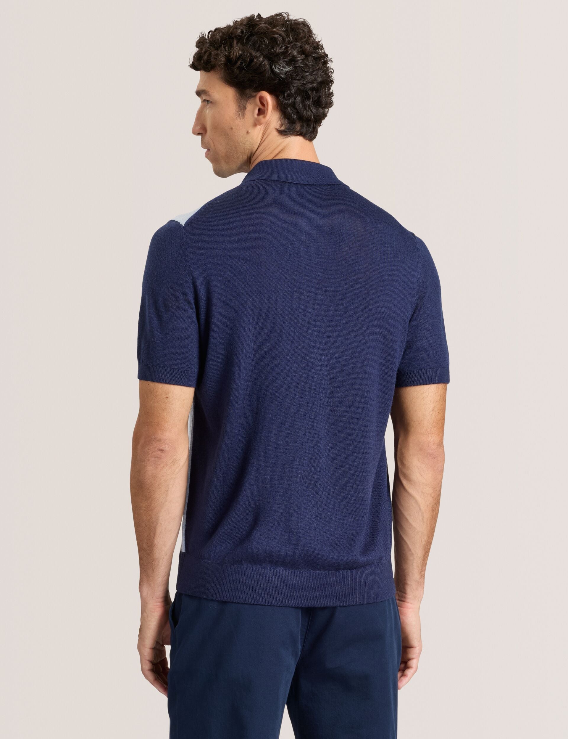 Ted Baker INTARSIA - Short Sleeve Sweater Polo NAVY
