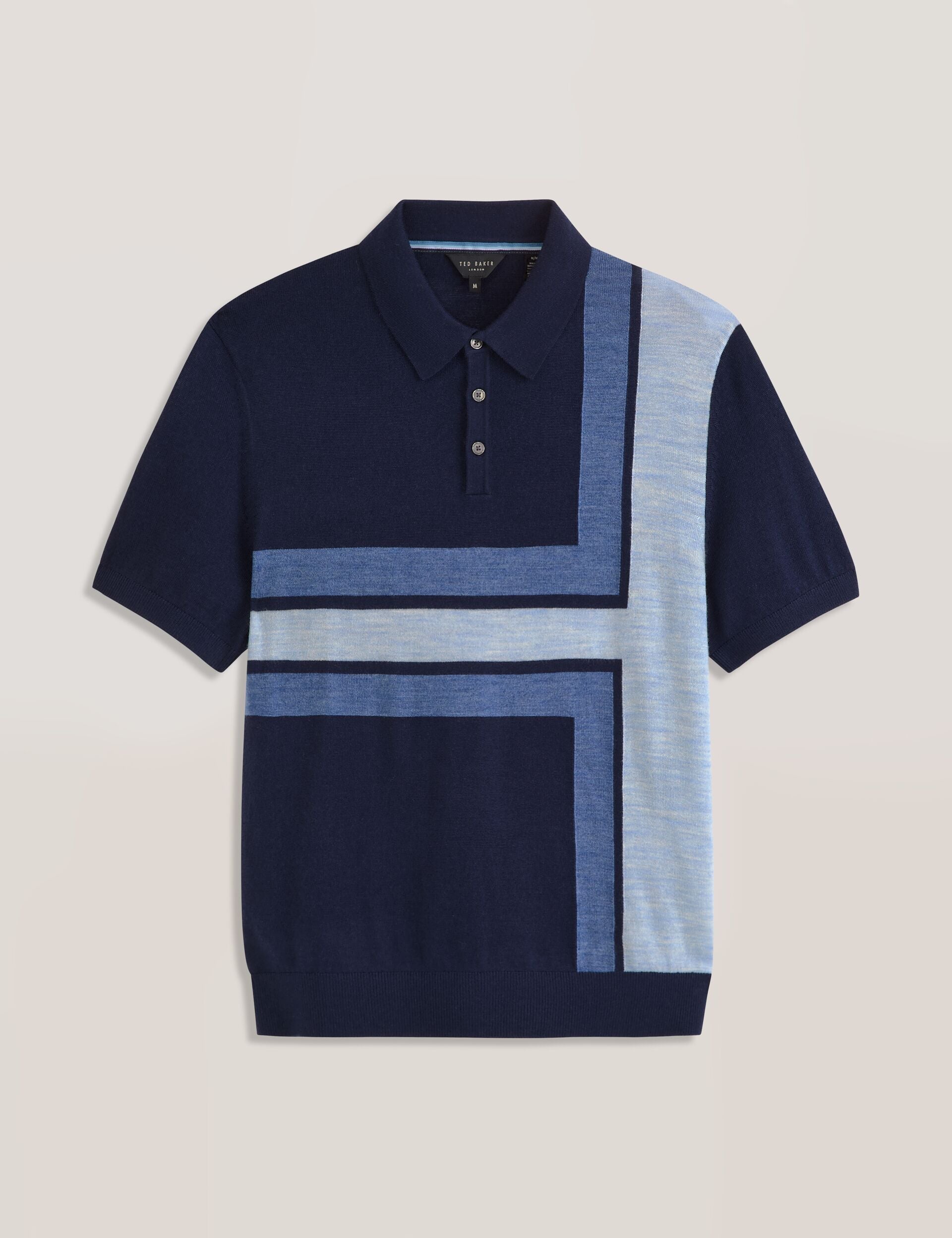 Ted Baker INTARSIA - Short Sleeve Sweater Polo NAVY