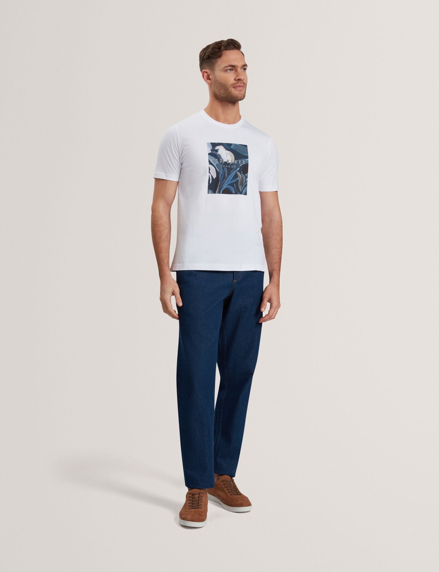 Ted Baker JUSTINO - White Branded Box Print Graphic Cotton T-Shirt WHITE