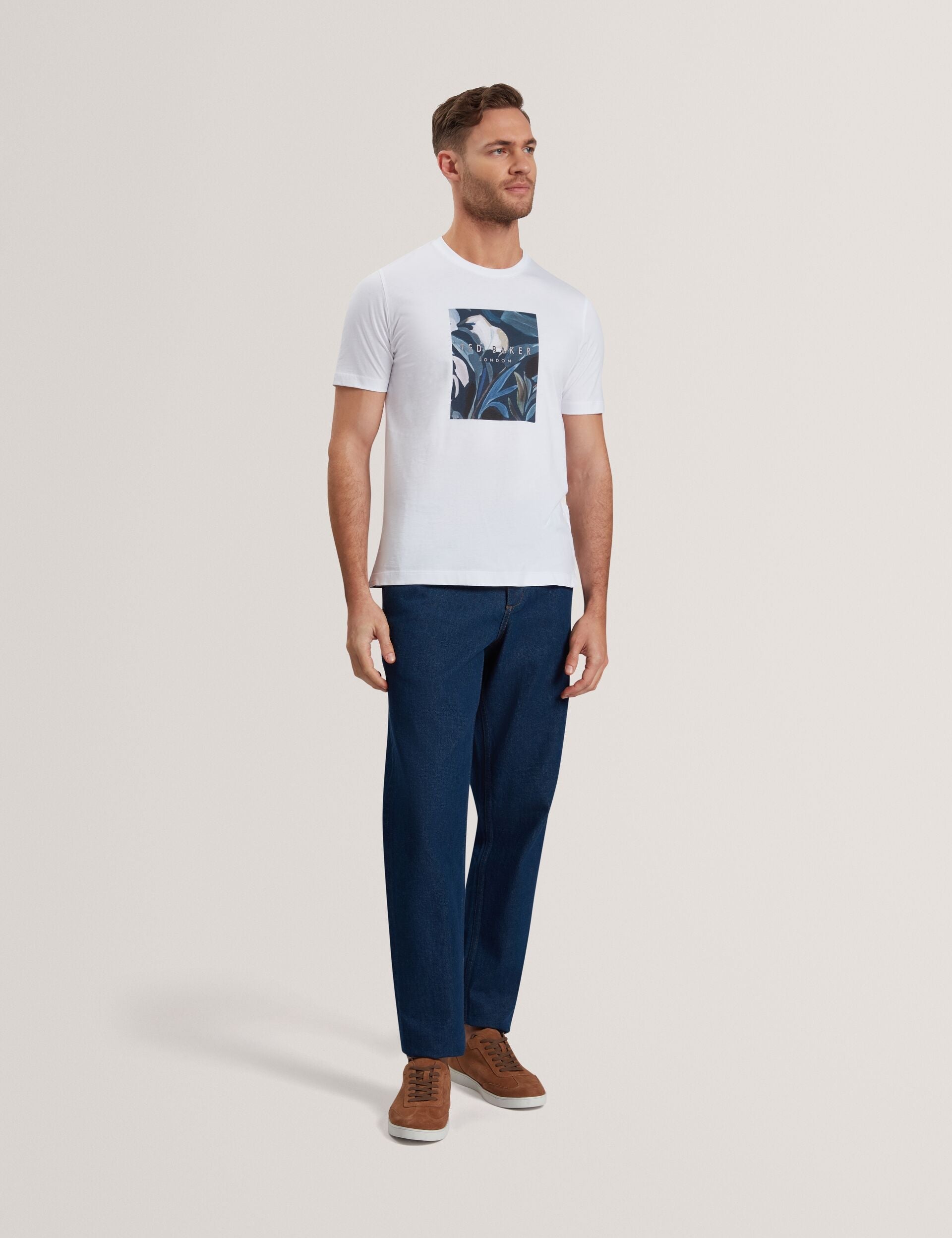 Ted Baker JUSTINO - White Branded Box Print Graphic Cotton T-Shirt WHITE