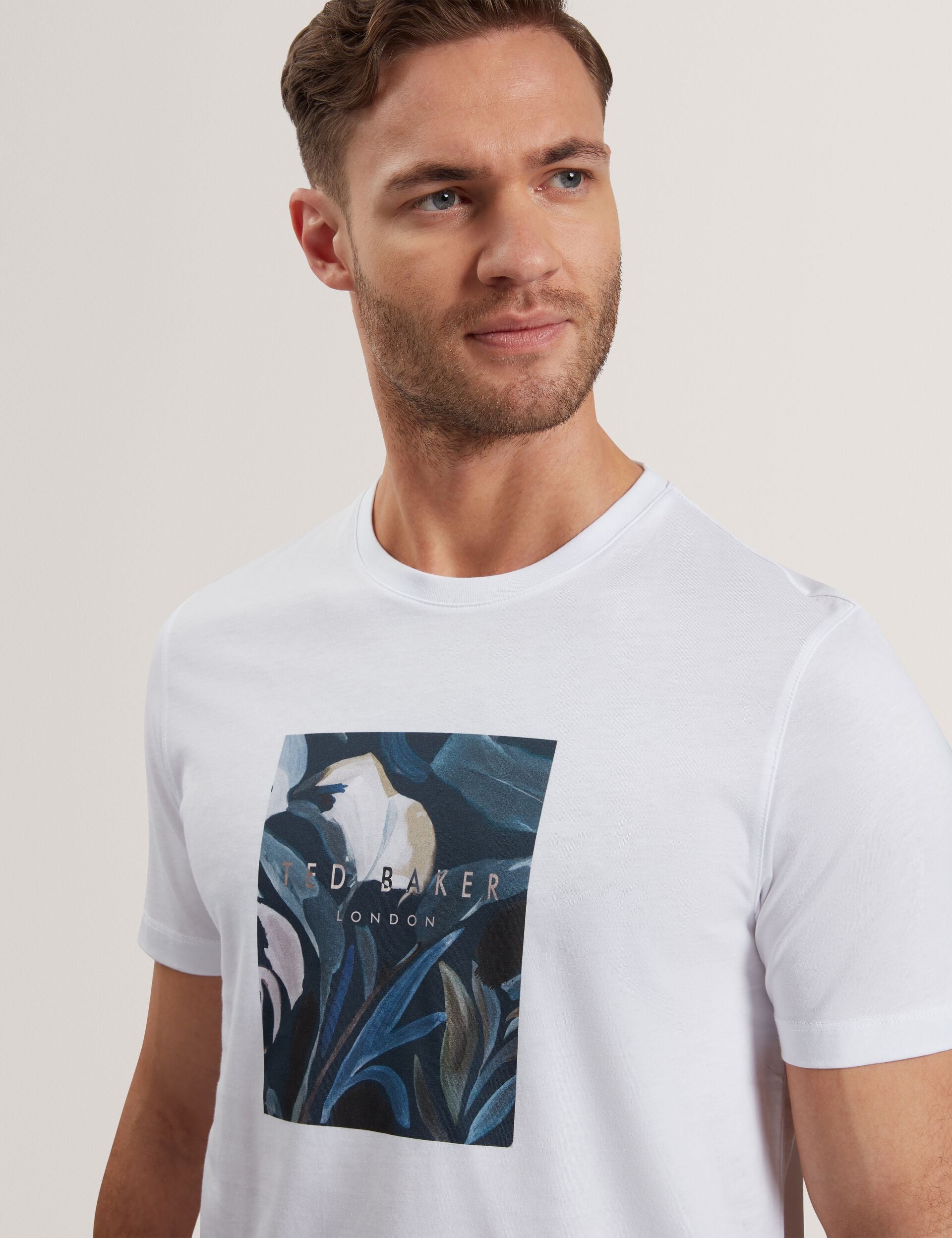 Ted Baker JUSTINO - White Branded Box Print Graphic Cotton T-Shirt WHITE