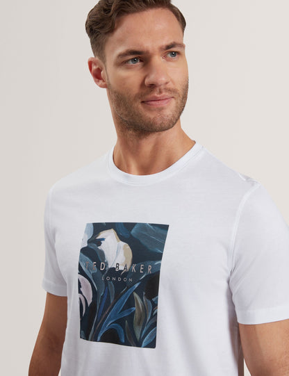 Ted Baker JUSTINO - White Branded Box Print Graphic Cotton T-Shirt WHITE