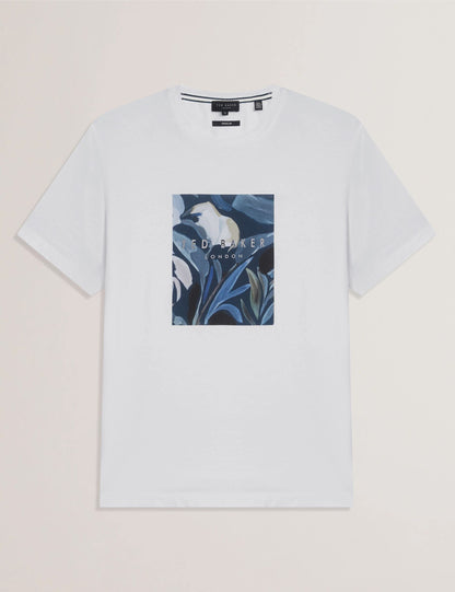 Ted Baker JUSTINO - White Branded Box Print Graphic Cotton T-Shirt WHITE