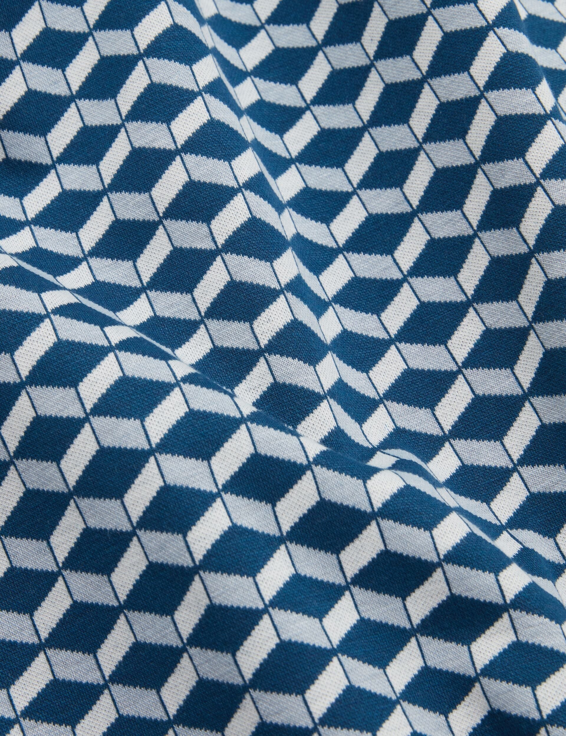Ted Baker LIRIEN Geometric Jacquard Pique Polo Shirt DARK BLUE