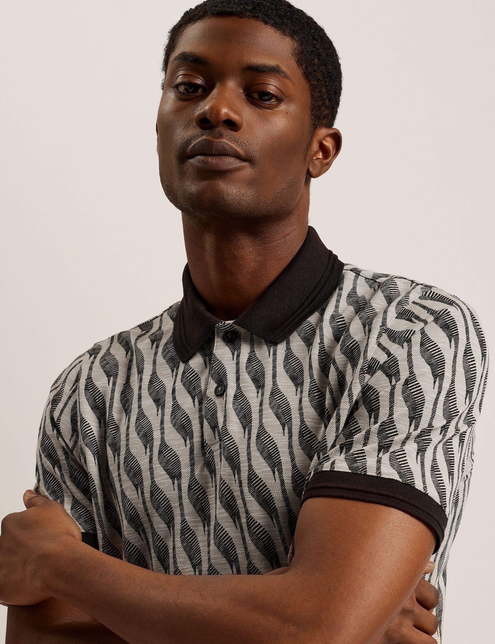 Ted Baker JACQUARD POLO - Brown BROWN