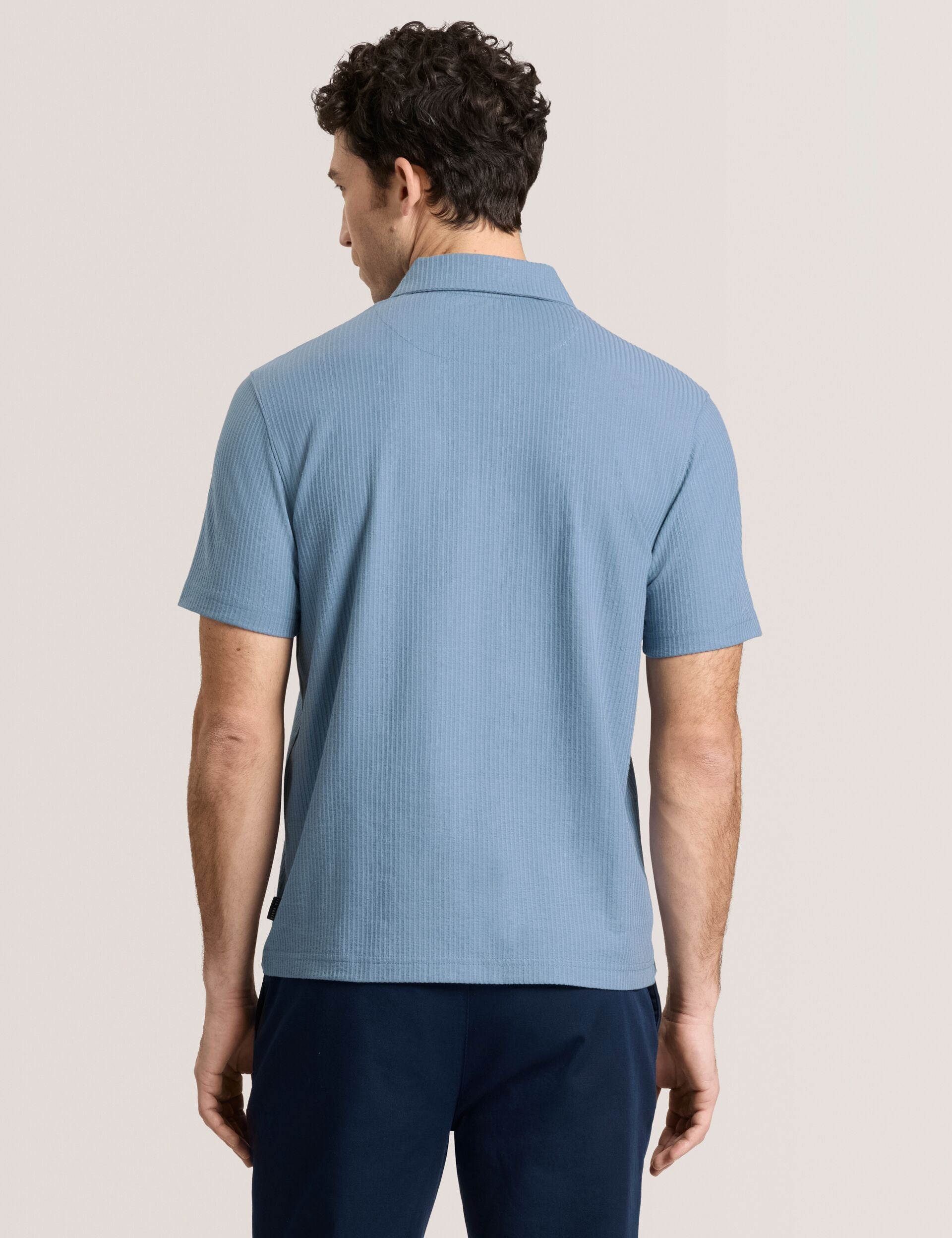 Ted Baker RIB ZIP POLO LIGHT BLUE