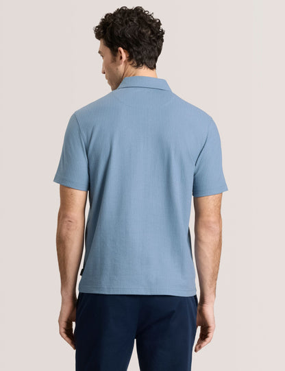 Ted Baker RIB ZIP POLO LIGHT BLUE